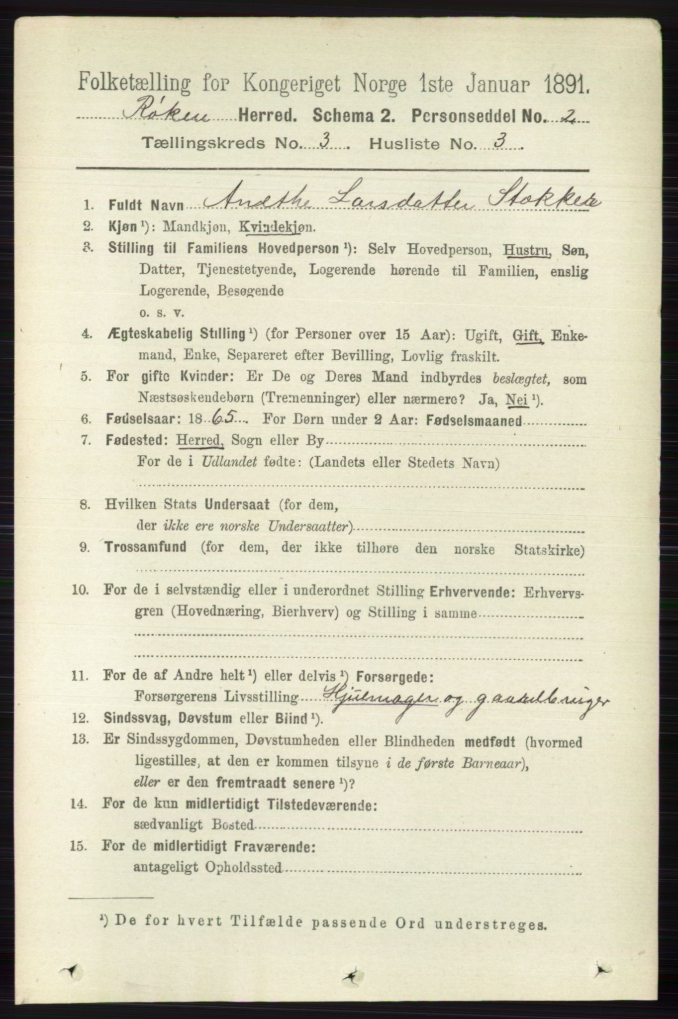 RA, 1891 census for 0627 Røyken, 1891, p. 1208