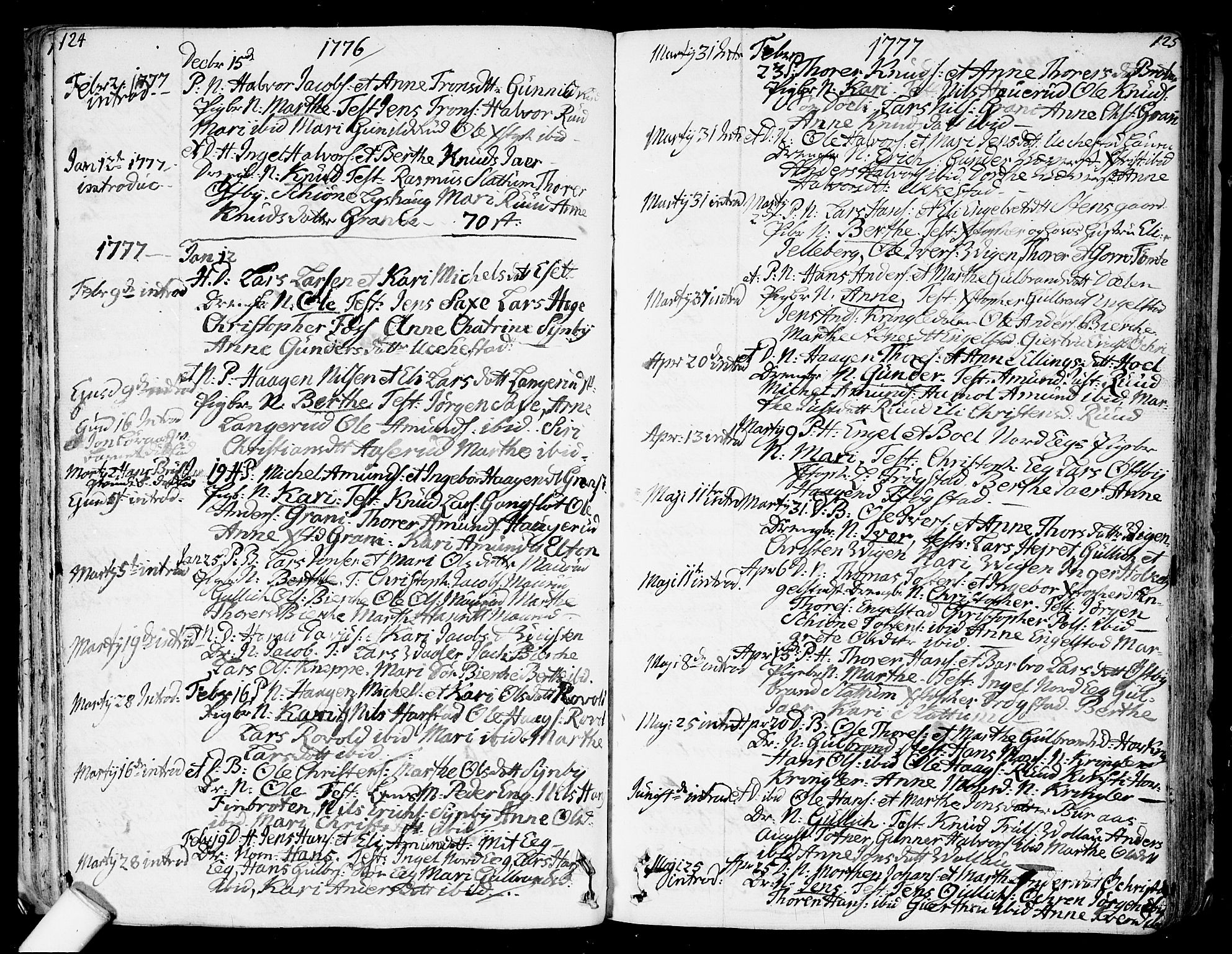 Nannestad prestekontor Kirkebøker, SAO/A-10414a/F/Fa/L0007: Parish register (official) no. I 7, 1754-1791, p. 124-125