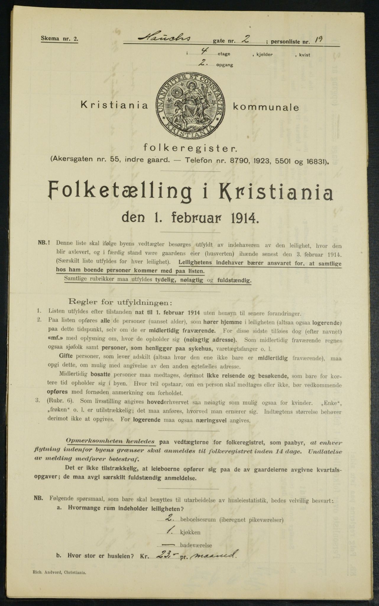 OBA, Municipal Census 1914 for Kristiania, 1914, p. 35119