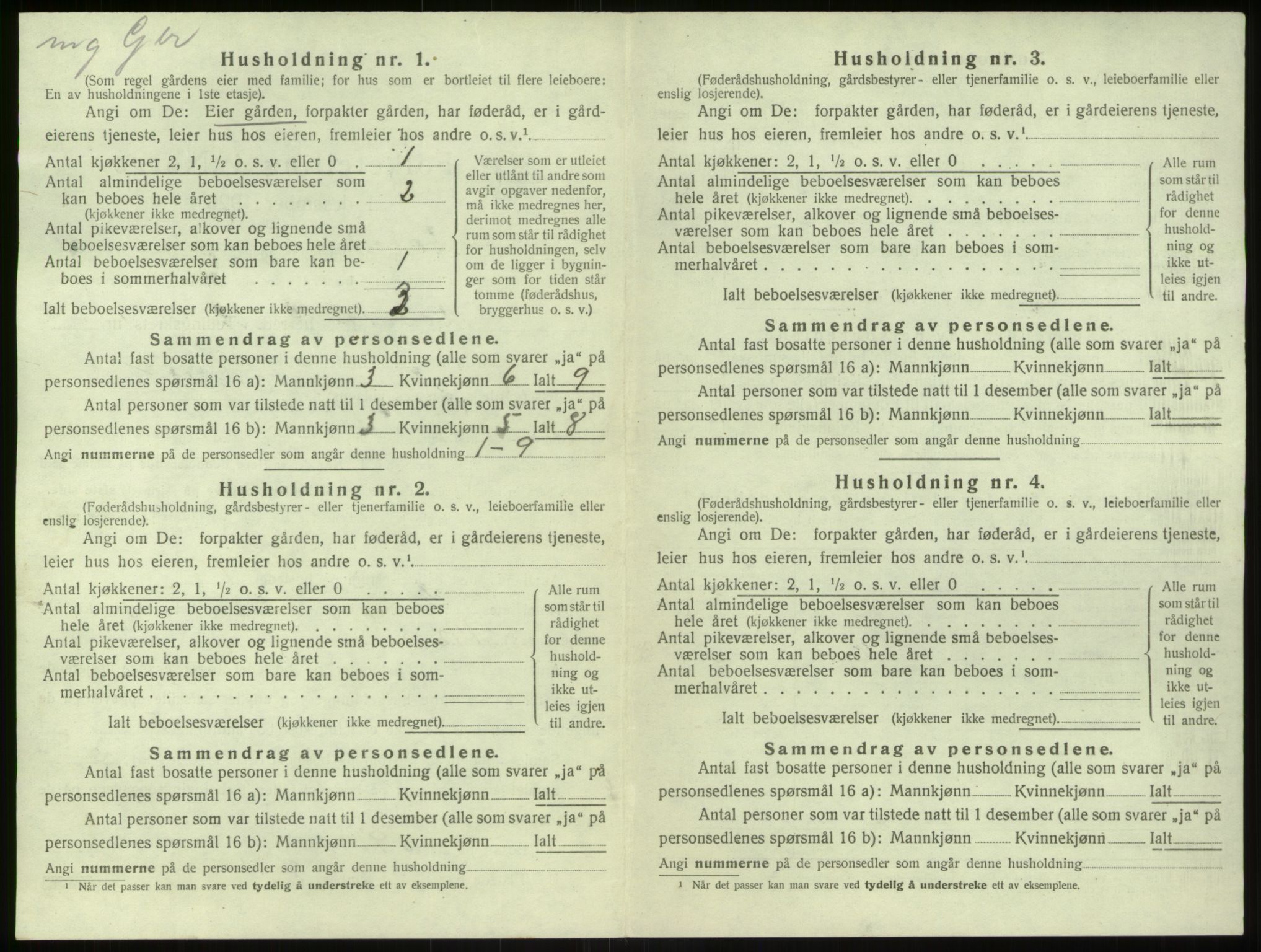 SAB, 1920 census for Modalen, 1920, p. 197