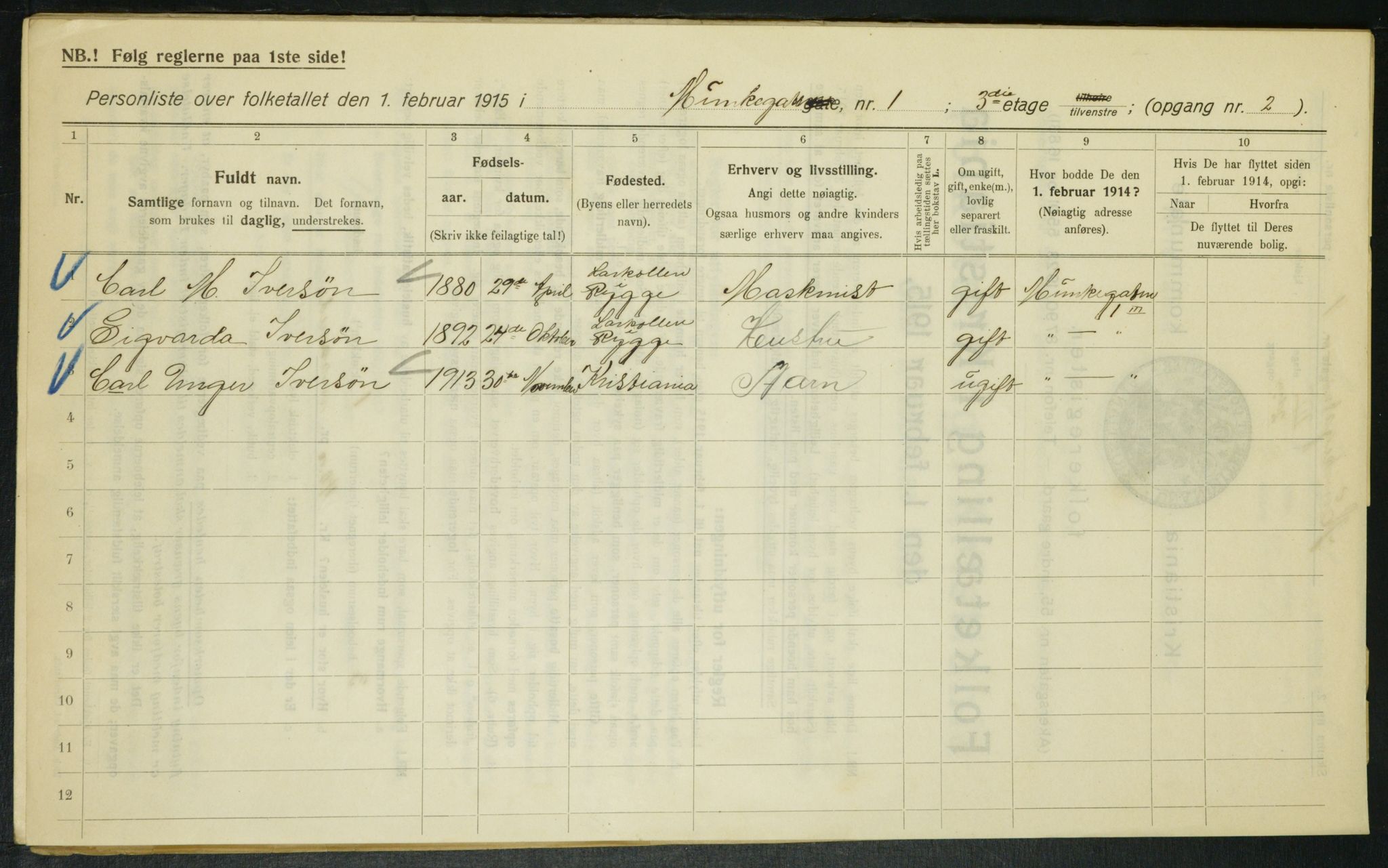 OBA, Municipal Census 1915 for Kristiania, 1915, p. 67386