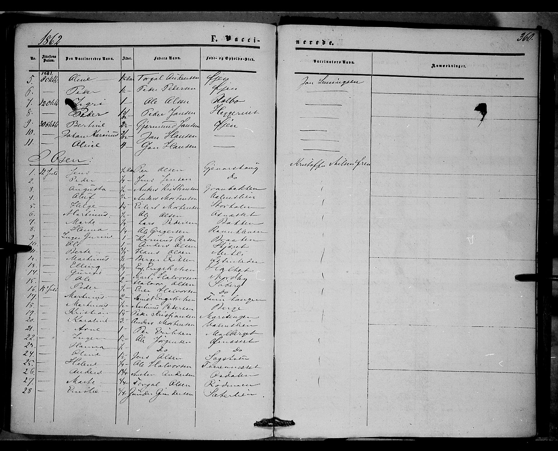 Trysil prestekontor, AV/SAH-PREST-046/H/Ha/Haa/L0005: Parish register (official) no. 5, 1851-1865, p. 360