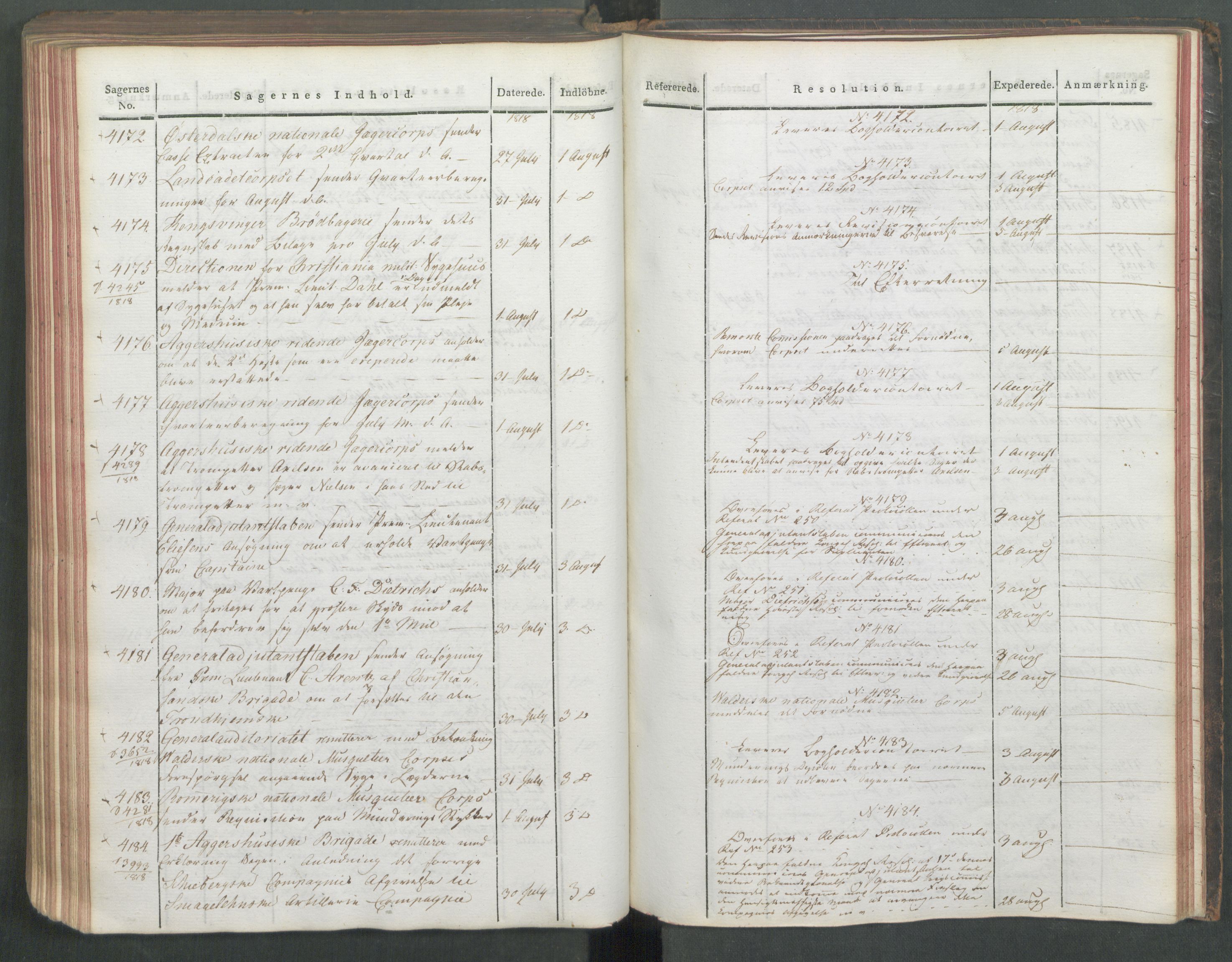 Armédepartementet, AV/RA-RAFA-3493/C/Ca/L0015: 6. Departements Journal, 1818