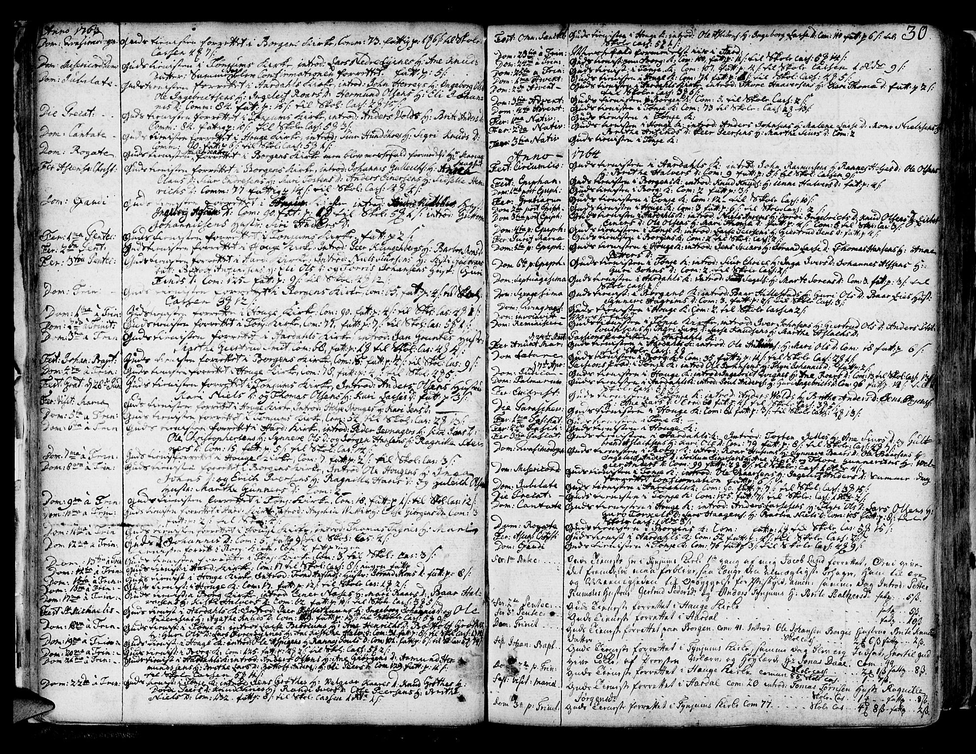 Lærdal sokneprestembete, AV/SAB-A-81201: Parish register (official) no. A 2, 1752-1782, p. 30