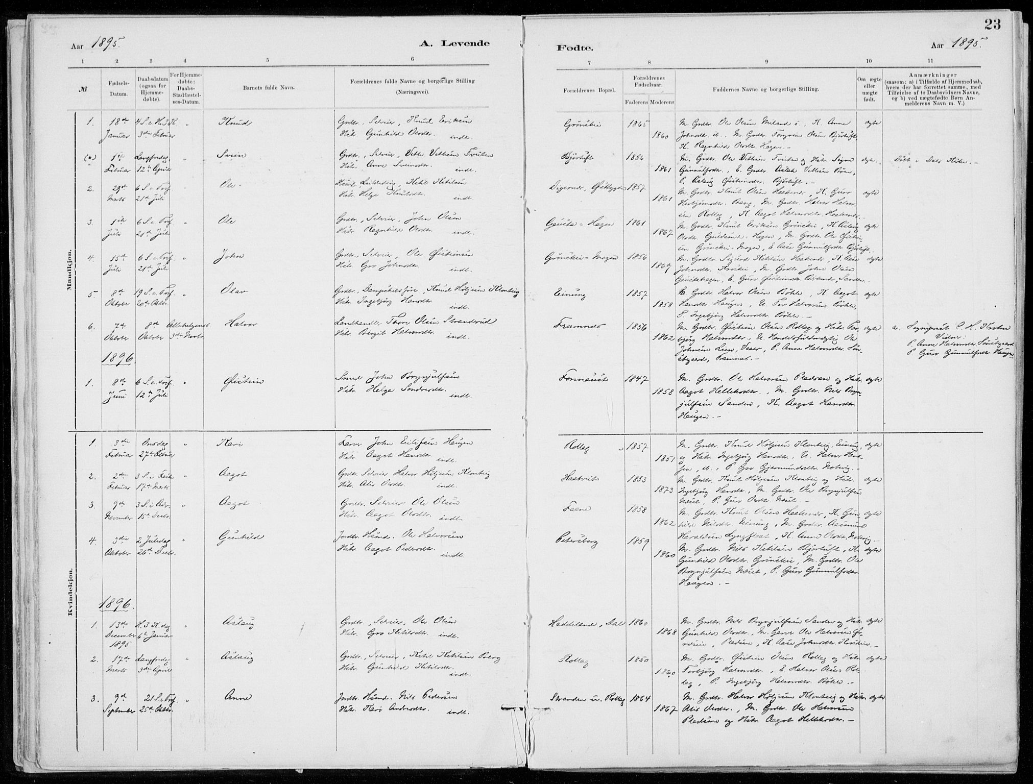 Tinn kirkebøker, AV/SAKO-A-308/F/Fb/L0002: Parish register (official) no. II 2, 1878-1917, p. 23