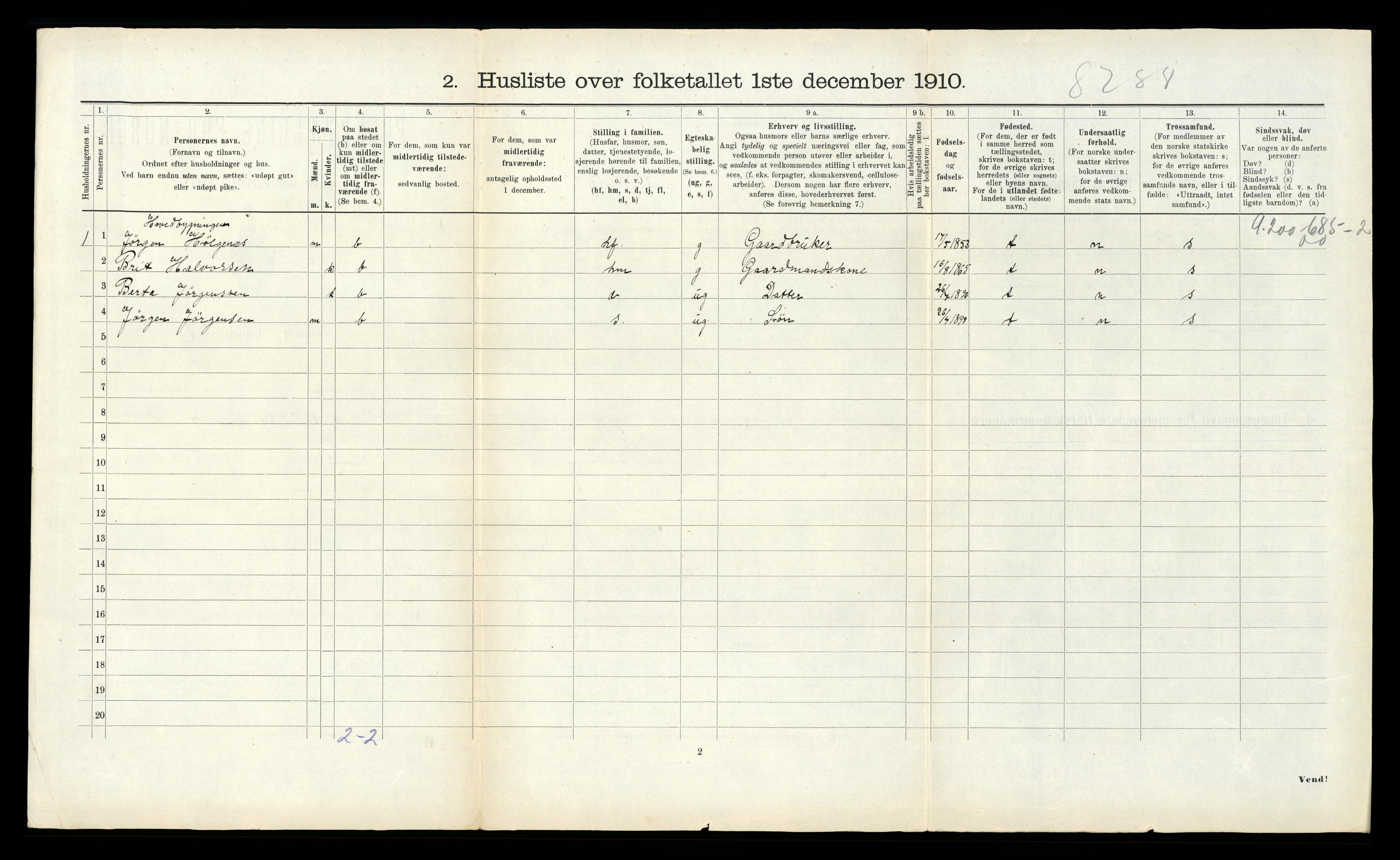 RA, 1910 census for Grytten, 1910, p. 261