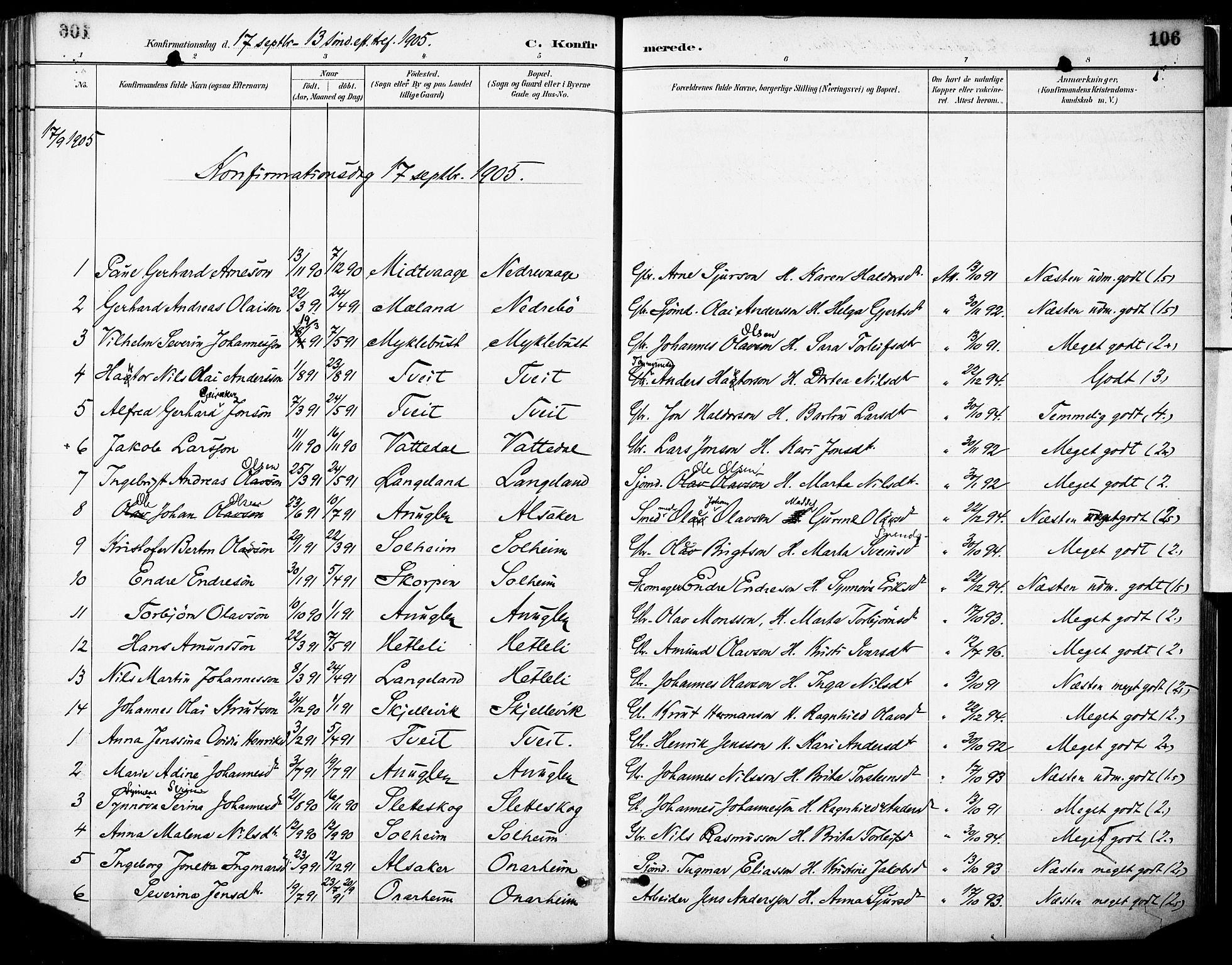 Tysnes sokneprestembete, AV/SAB-A-78601/H/Haa: Parish register (official) no. C 1, 1887-1912, p. 106