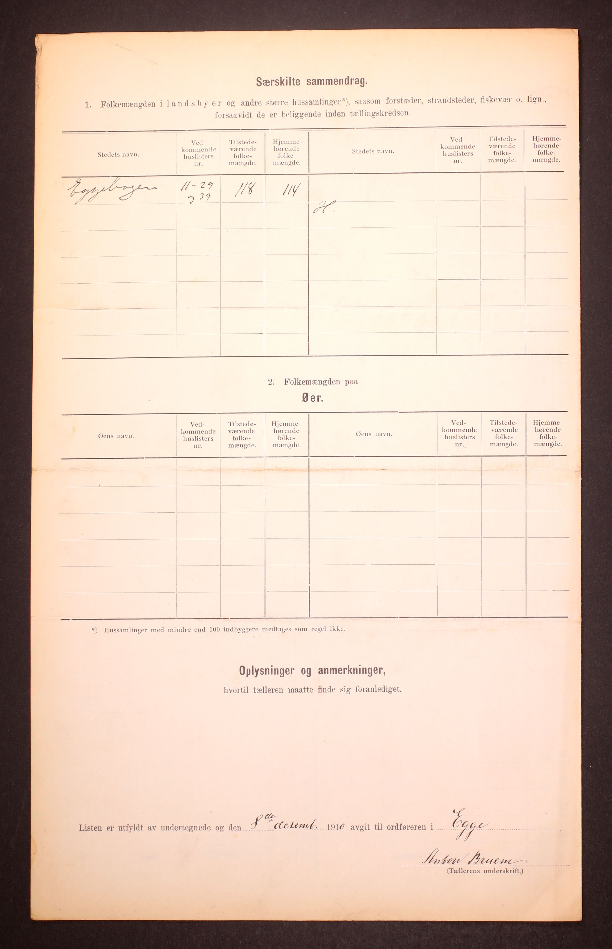 RA, 1910 census for Egge, 1910, p. 15