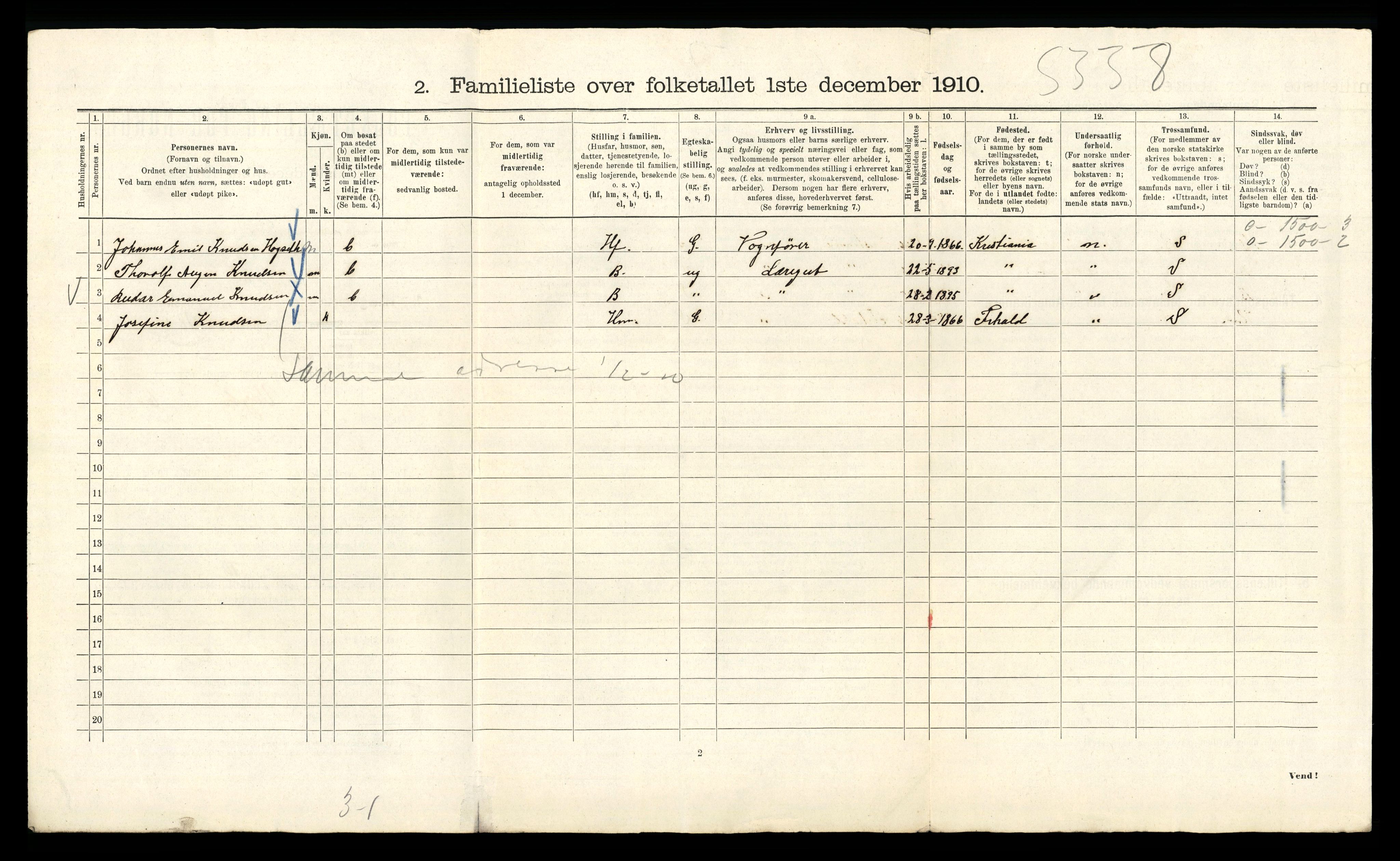 RA, 1910 census for Kristiania, 1910, p. 120936