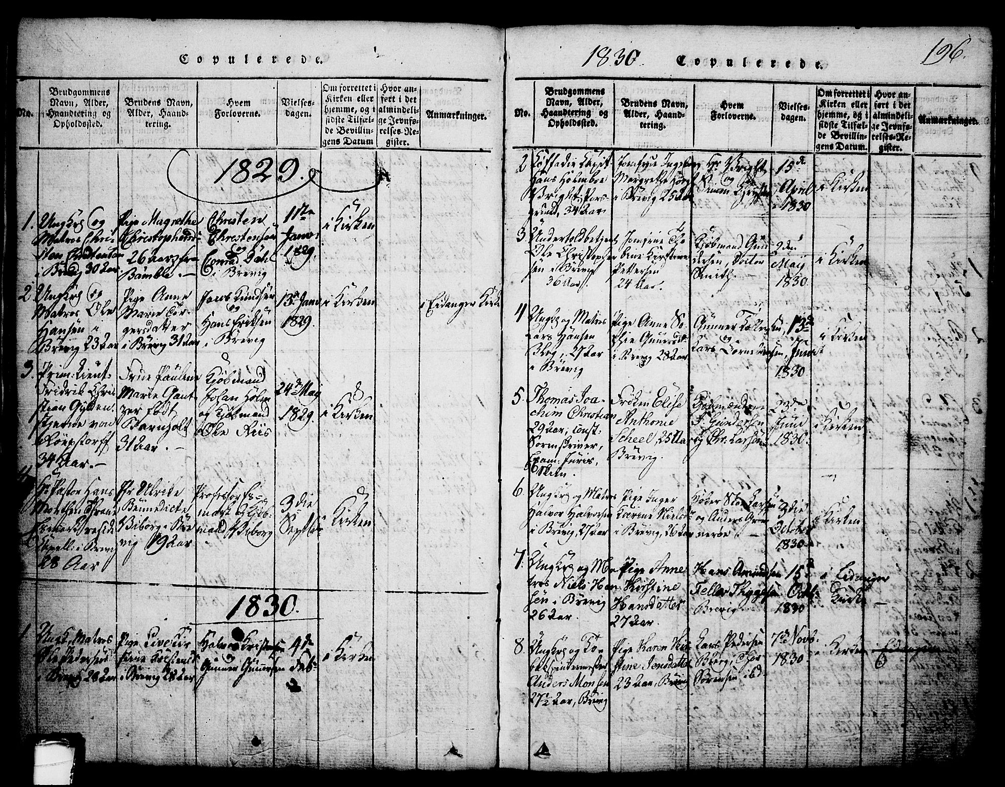 Brevik kirkebøker, SAKO/A-255/G/Ga/L0001: Parish register (copy) no. 1, 1814-1845, p. 196