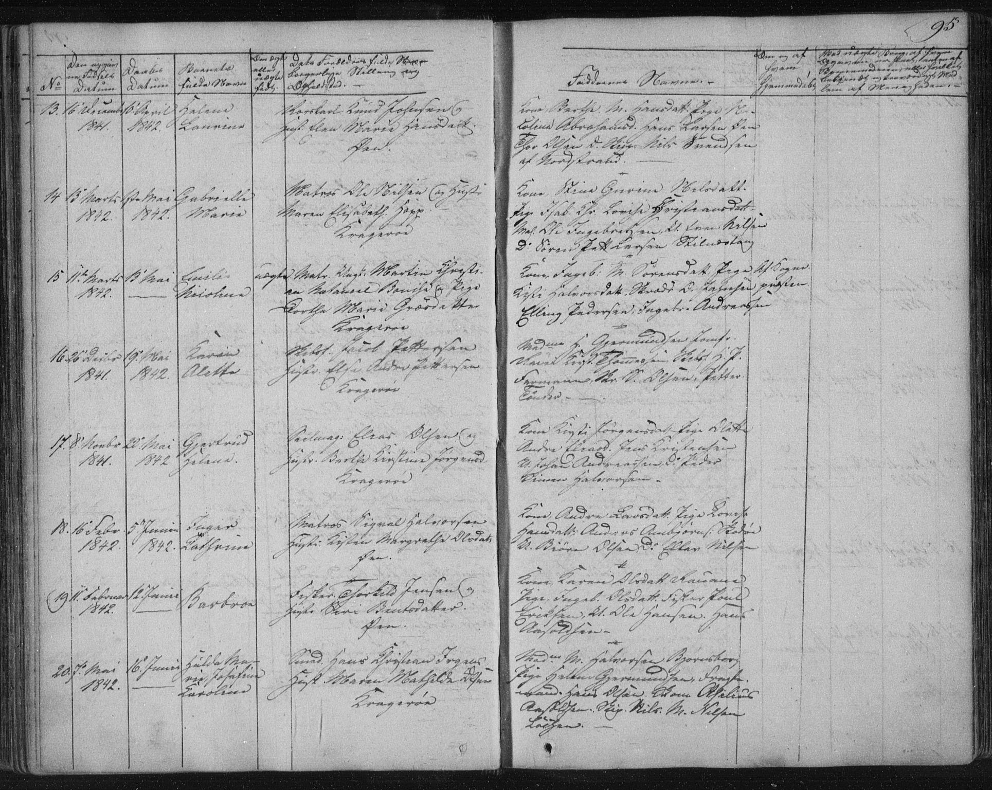 Kragerø kirkebøker, SAKO/A-278/F/Fa/L0005: Parish register (official) no. 5, 1832-1847, p. 95