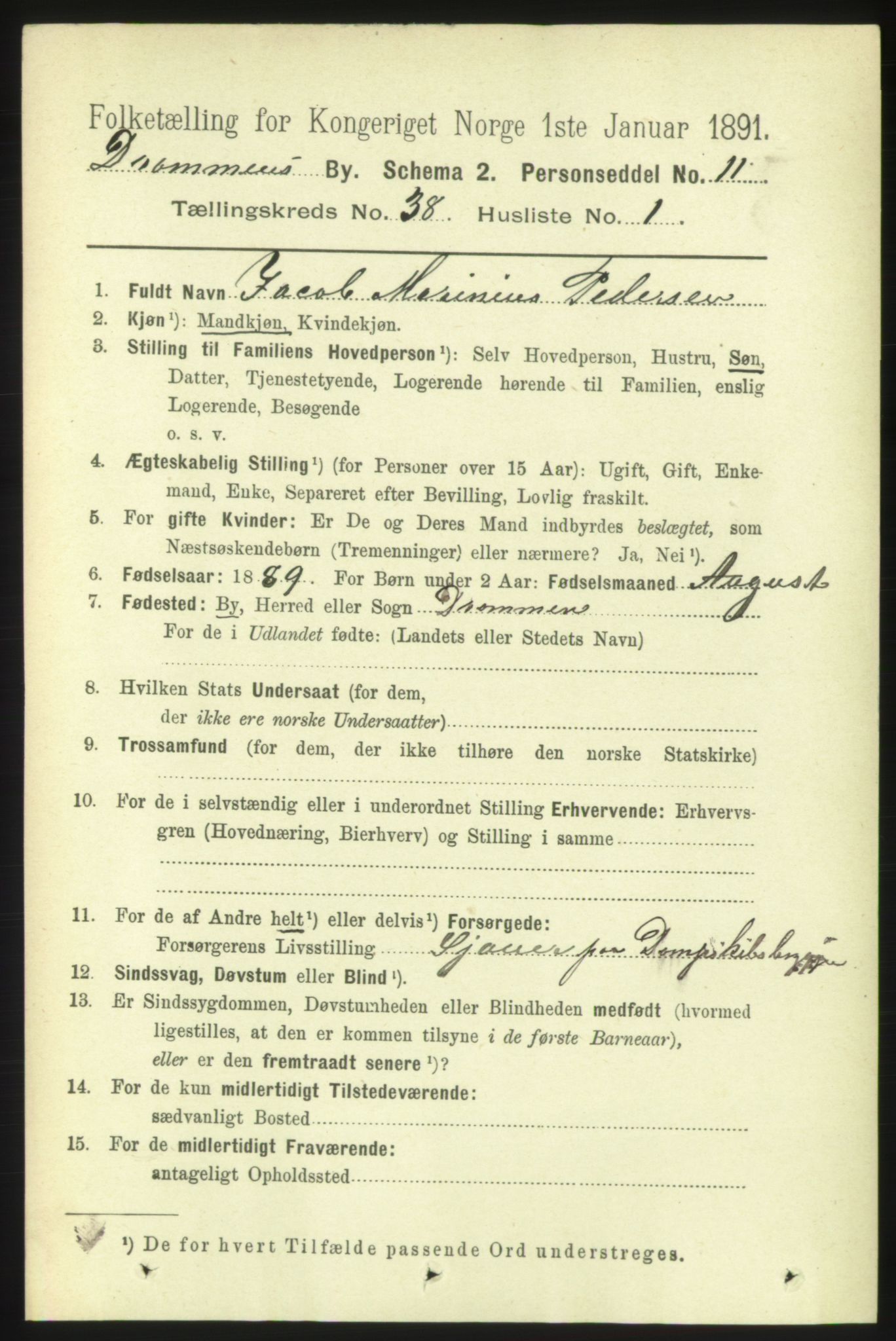 RA, 1891 census for 0602 Drammen, 1891, p. 22946