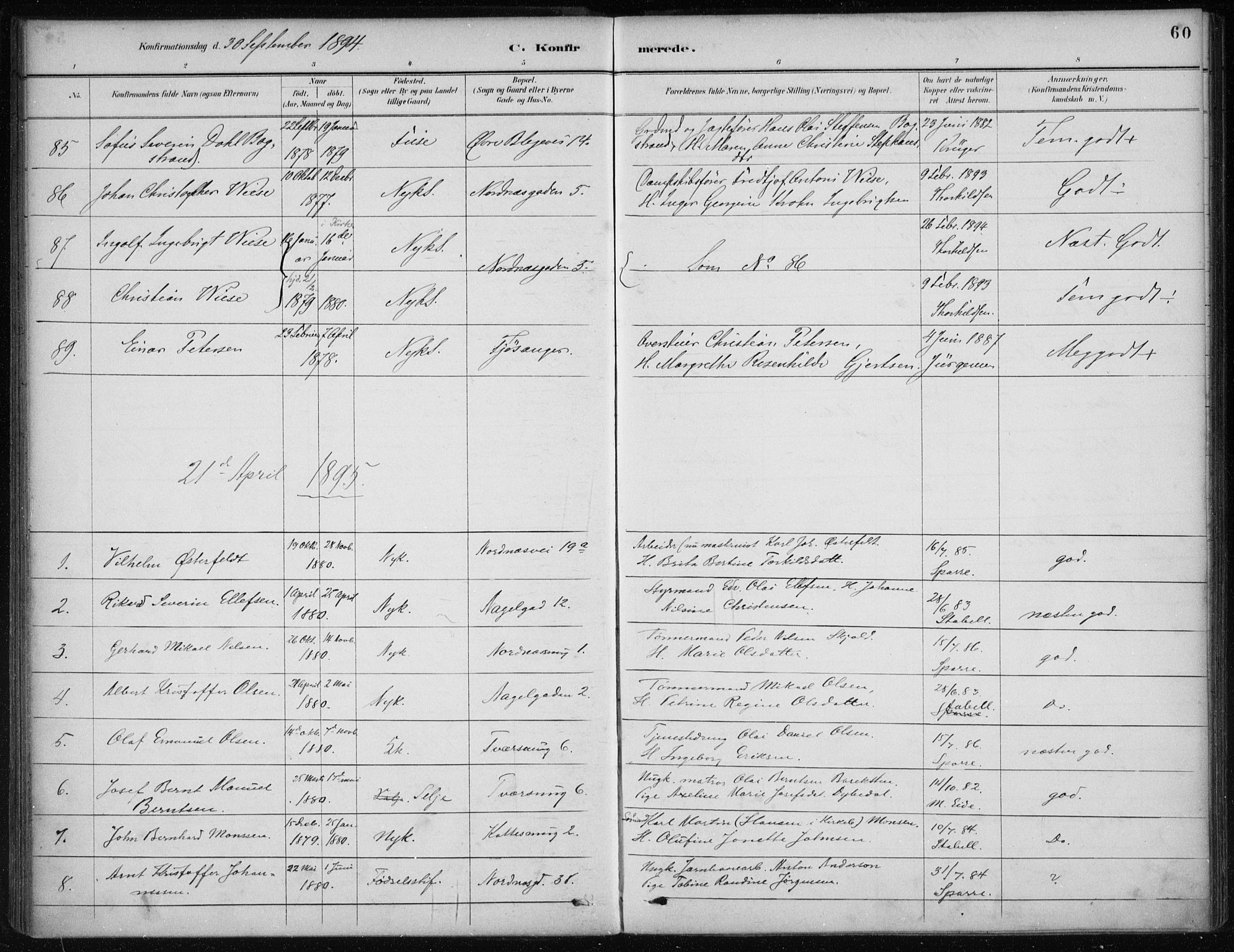 Nykirken Sokneprestembete, SAB/A-77101/H/Haa/L0027: Parish register (official) no. C 6, 1886-1913, p. 60