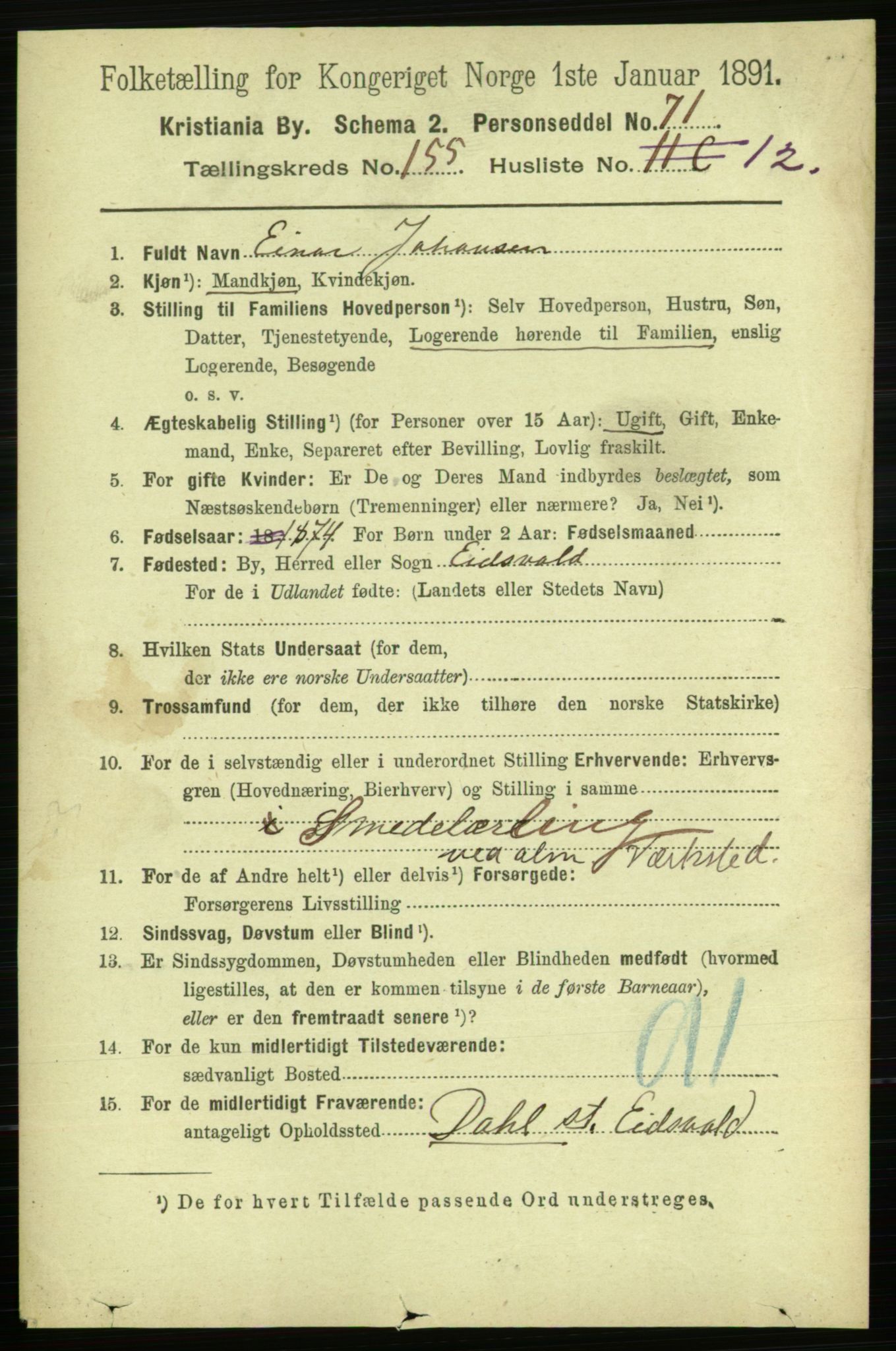 RA, 1891 census for 0301 Kristiania, 1891, p. 88659