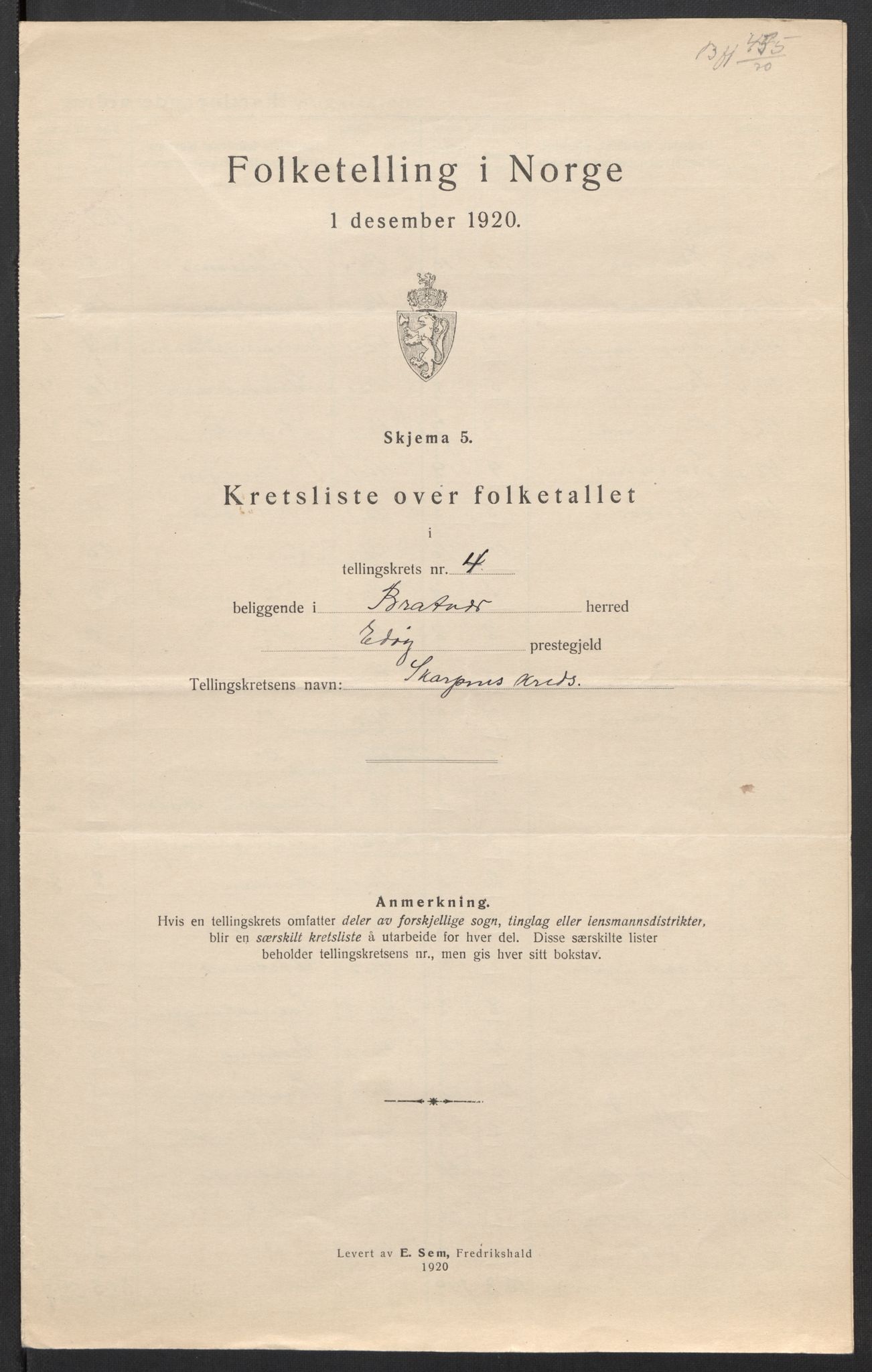 SAT, 1920 census for Brattvær, 1920, p. 17