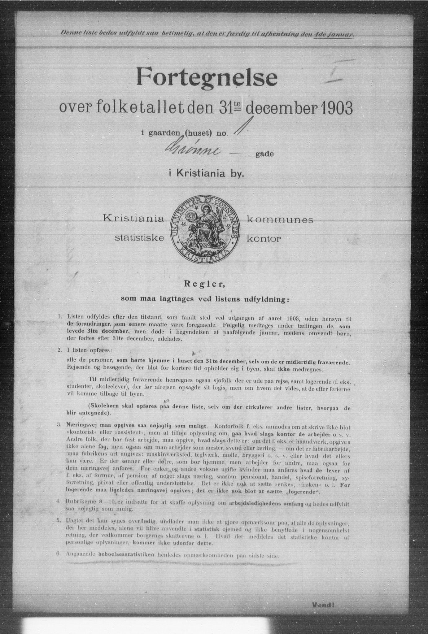 OBA, Municipal Census 1903 for Kristiania, 1903, p. 6604