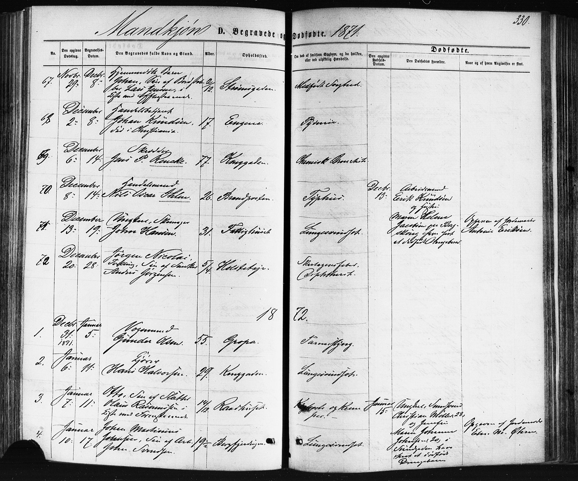 Bragernes kirkebøker, SAKO/A-6/F/Fb/L0004: Parish register (official) no. II 4, 1869-1875, p. 330
