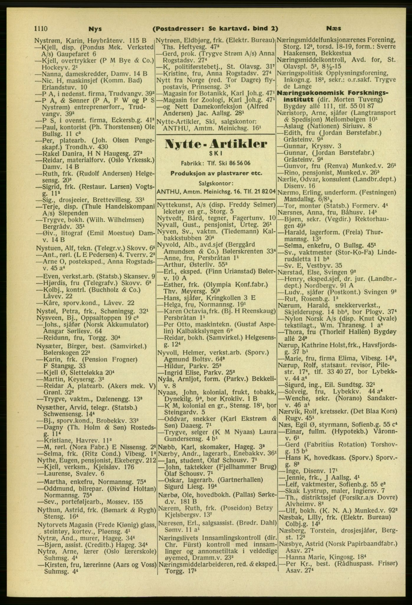 Kristiania/Oslo adressebok, PUBL/-, 1961-1962, p. 1110
