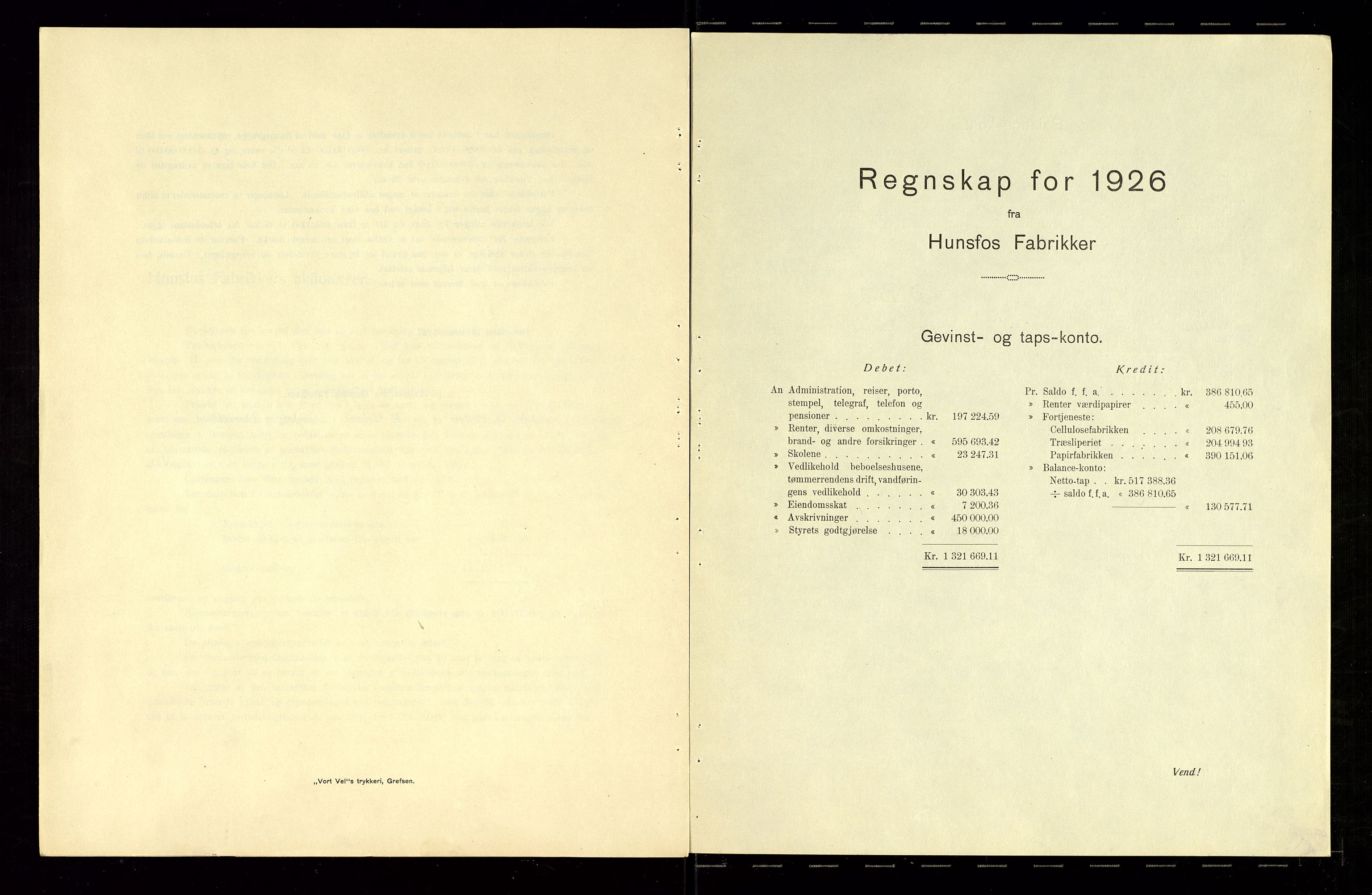 Hunsfos fabrikker, AV/SAK-D/1440/01/L0001/0003: Vedtekter, anmeldelser og årsberetninger / Årsberetninger og regnskap, 1918-1989, p. 39