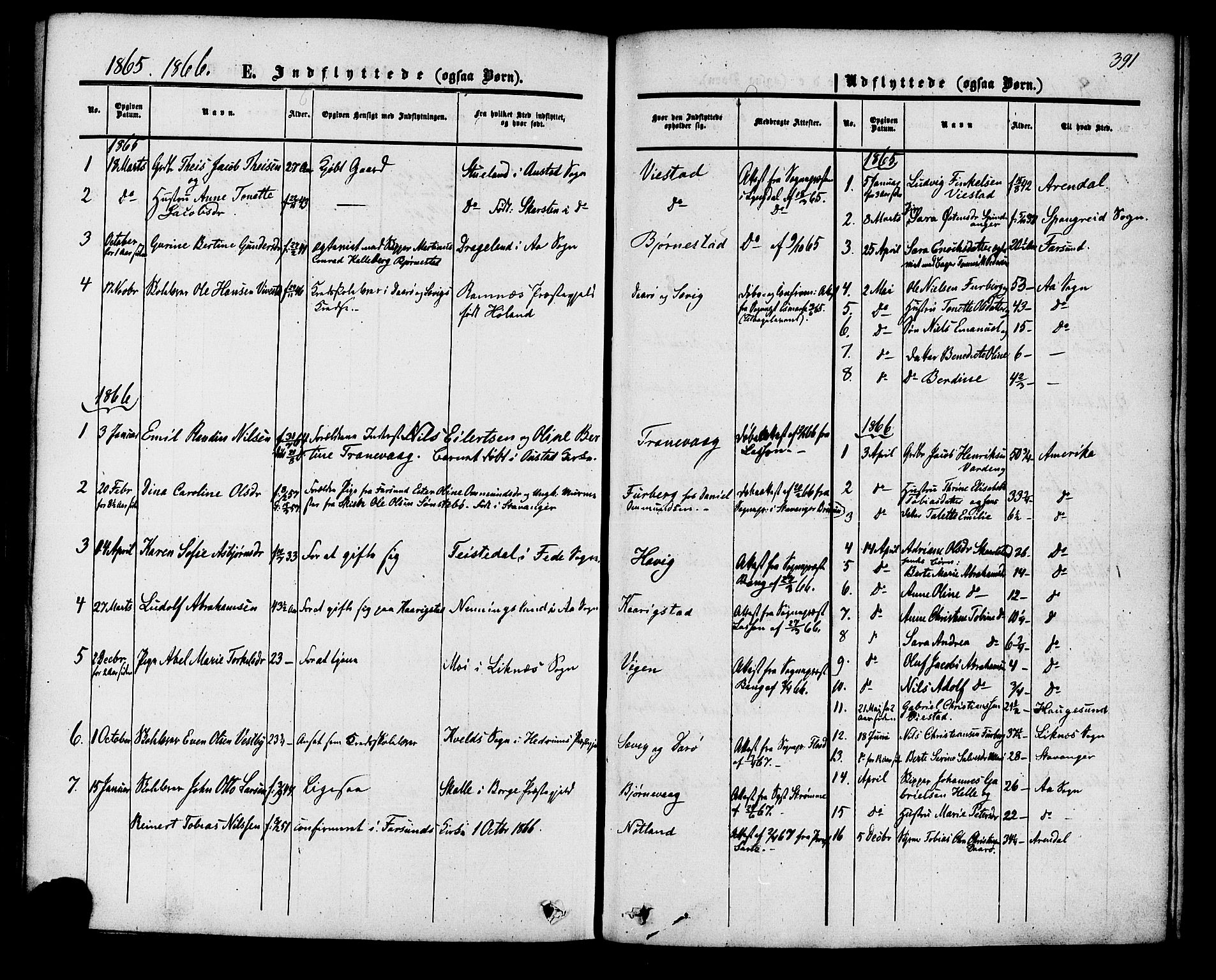 Herad sokneprestkontor, SAK/1111-0018/F/Fa/Fab/L0004: Parish register (official) no. A 4, 1853-1885, p. 391