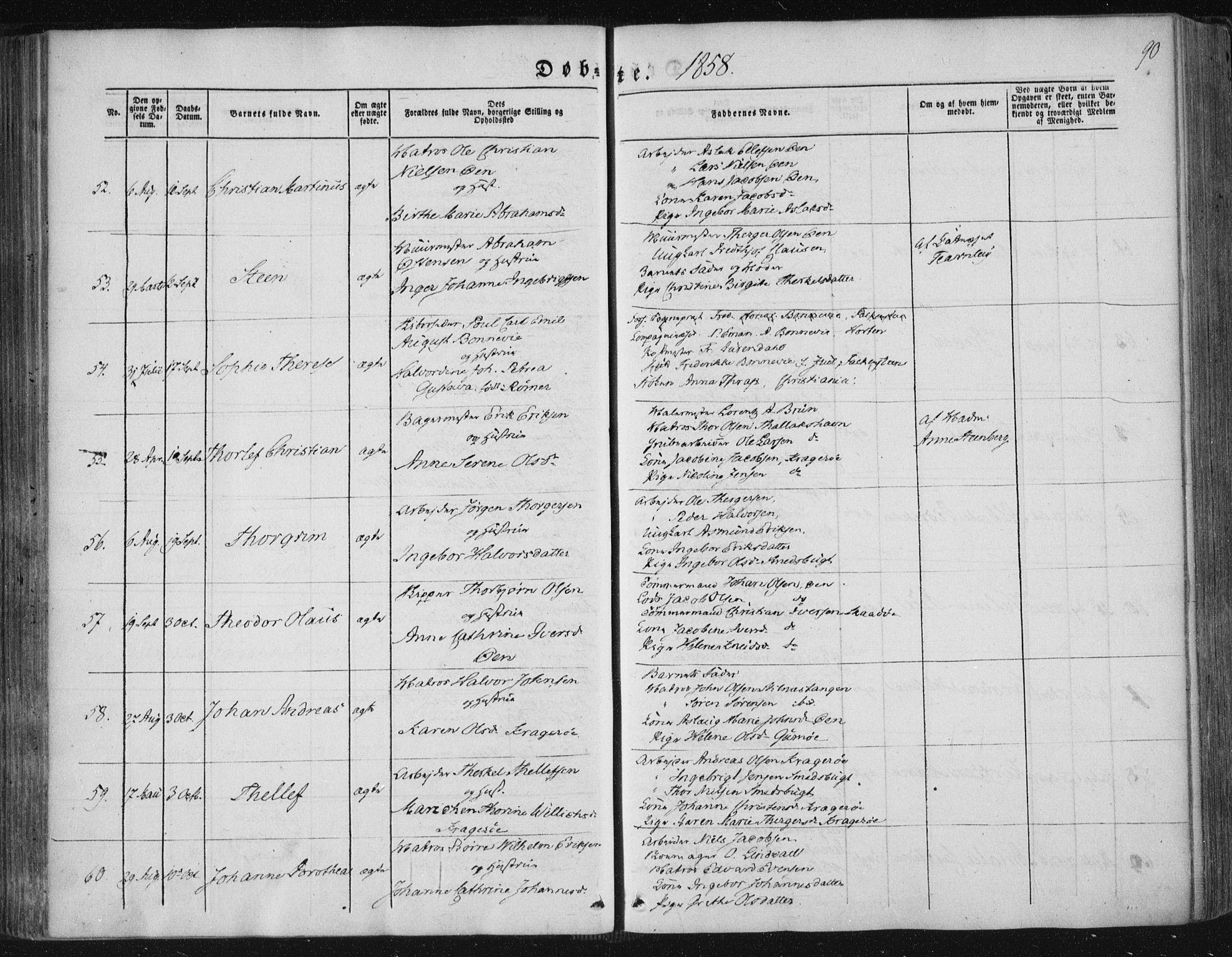 Kragerø kirkebøker, AV/SAKO-A-278/F/Fa/L0006: Parish register (official) no. 6, 1847-1861, p. 90