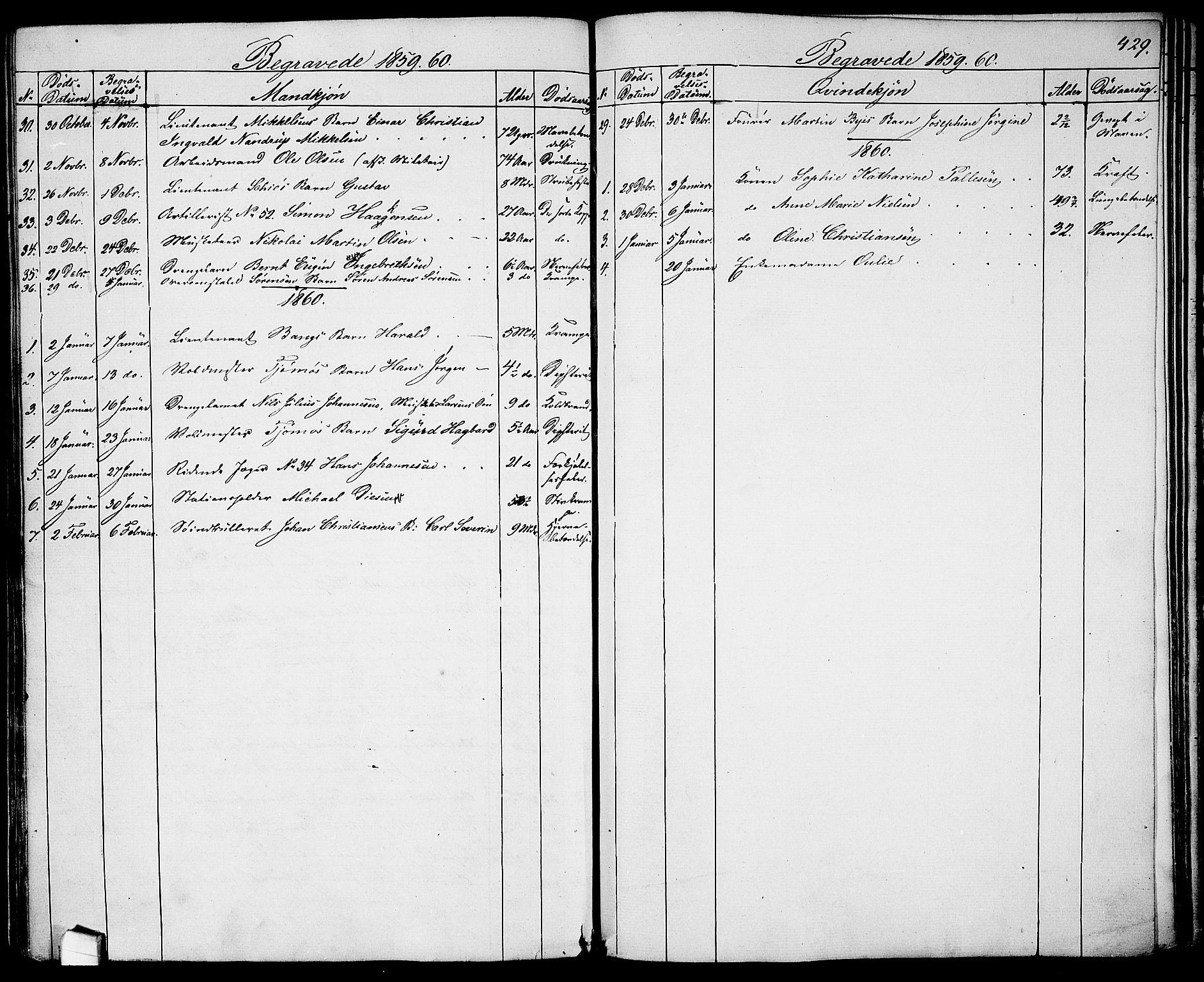 Garnisonsmenigheten Kirkebøker, AV/SAO-A-10846/G/Ga/L0005: Parish register (copy) no. 5, 1841-1860, p. 429