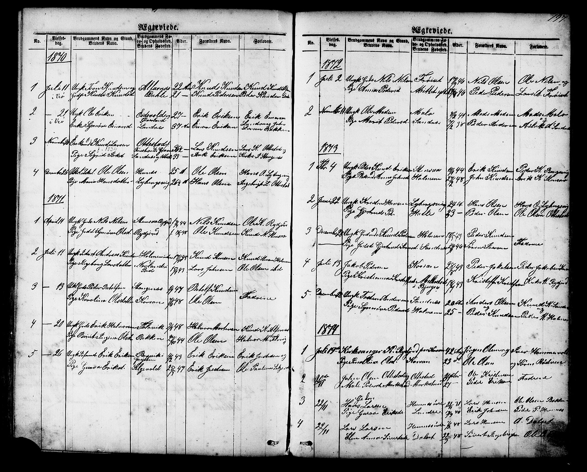 Ministerialprotokoller, klokkerbøker og fødselsregistre - Møre og Romsdal, SAT/A-1454/548/L0614: Parish register (copy) no. 548C02, 1867-1917, p. 197
