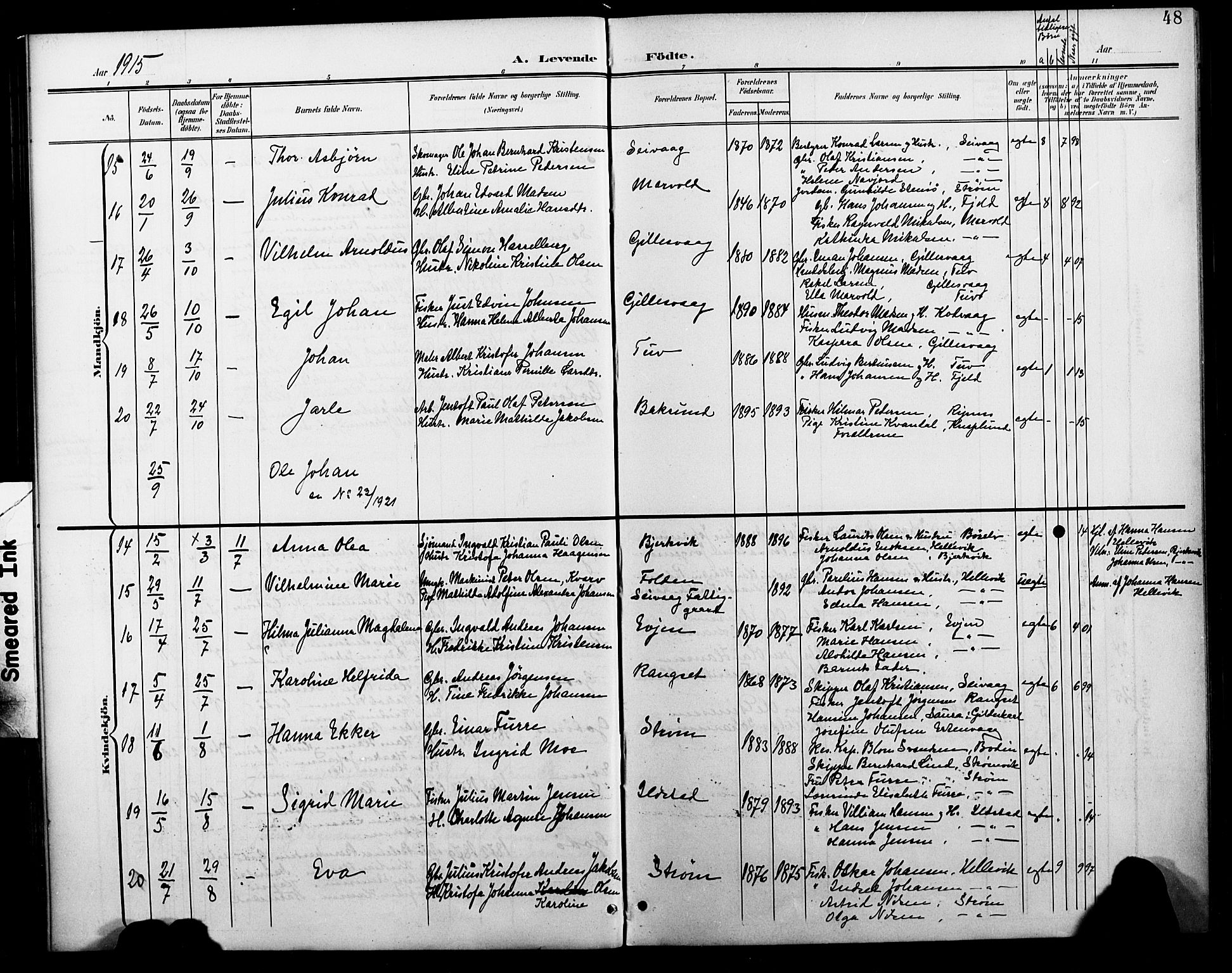 Ministerialprotokoller, klokkerbøker og fødselsregistre - Nordland, AV/SAT-A-1459/804/L0088: Parish register (copy) no. 804C01, 1901-1917, p. 48