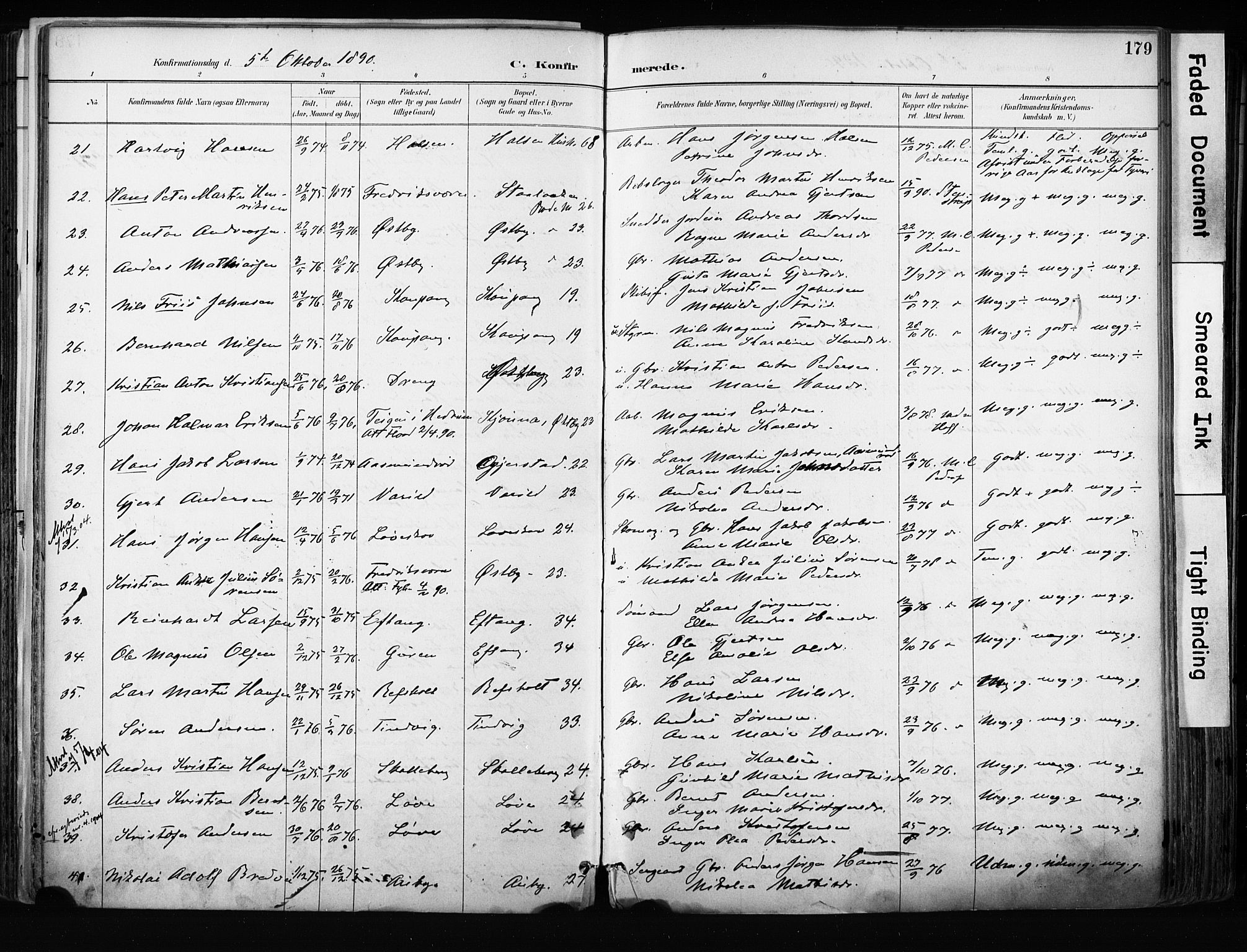 Tjølling kirkebøker, AV/SAKO-A-60/F/Fa/L0009: Parish register (official) no. 9, 1887-1905, p. 179