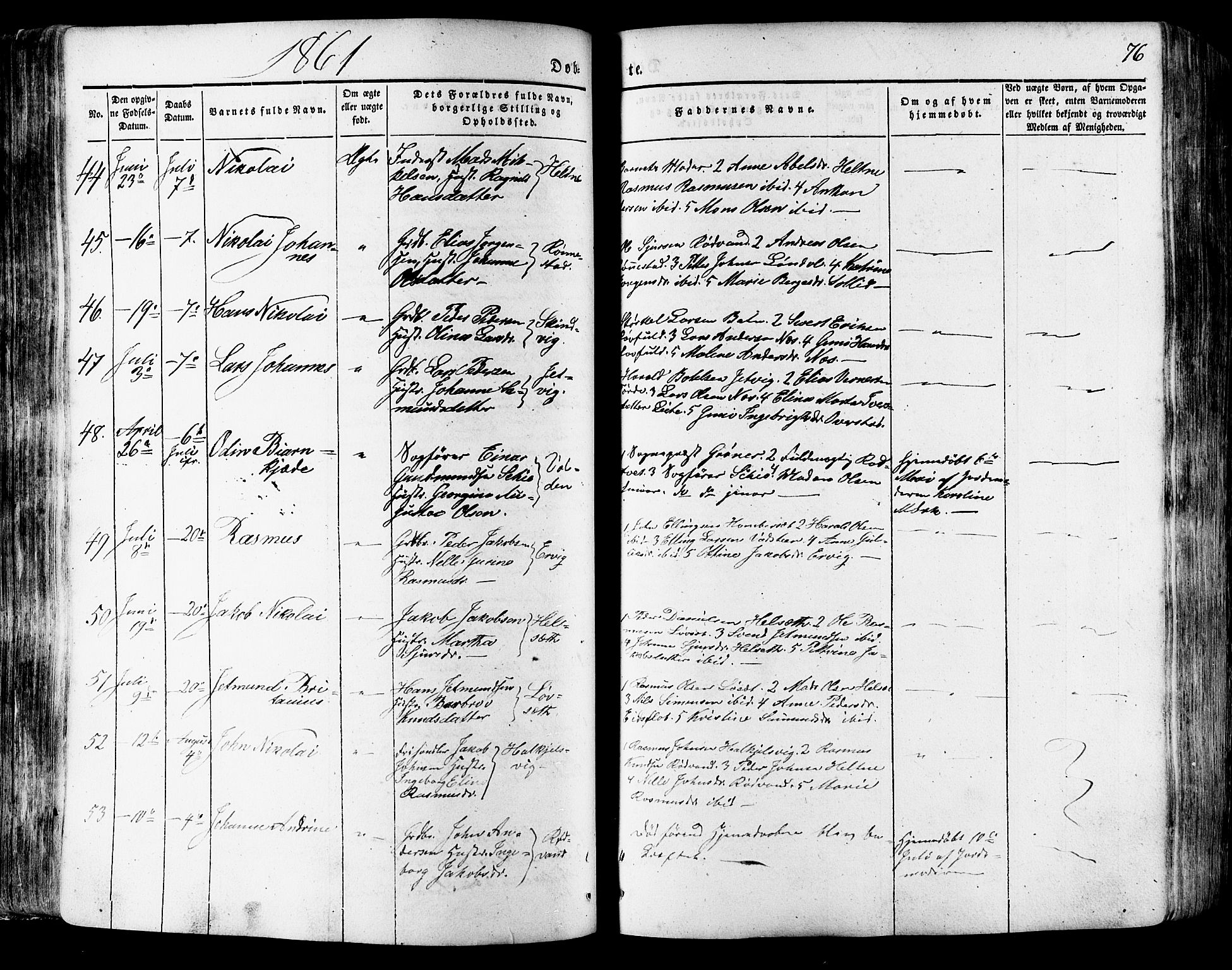 Ministerialprotokoller, klokkerbøker og fødselsregistre - Møre og Romsdal, AV/SAT-A-1454/511/L0140: Parish register (official) no. 511A07, 1851-1878, p. 76