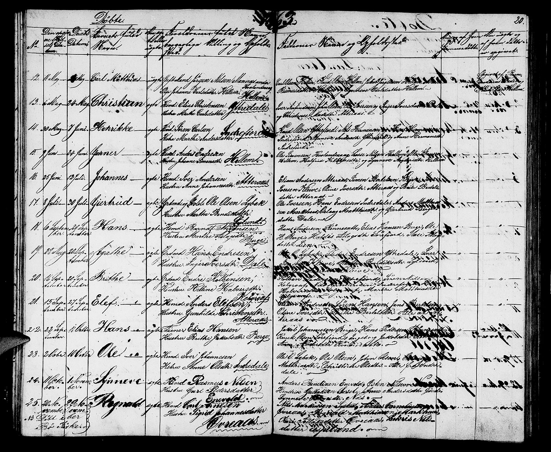 Hyllestad sokneprestembete, AV/SAB-A-80401: Parish register (copy) no. A 1, 1853-1875, p. 20