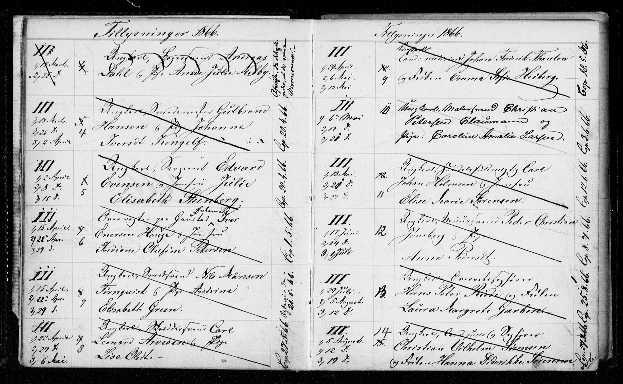 Garnisonsmenigheten Kirkebøker, AV/SAO-A-10846/H/Hb/L0001: Banns register no. II 1, 1865-1911