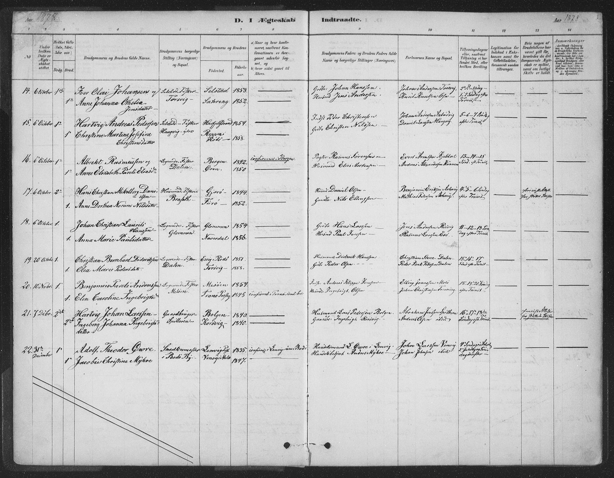 Ministerialprotokoller, klokkerbøker og fødselsregistre - Nordland, AV/SAT-A-1459/843/L0627: Parish register (official) no. 843A02, 1878-1908, p. 3