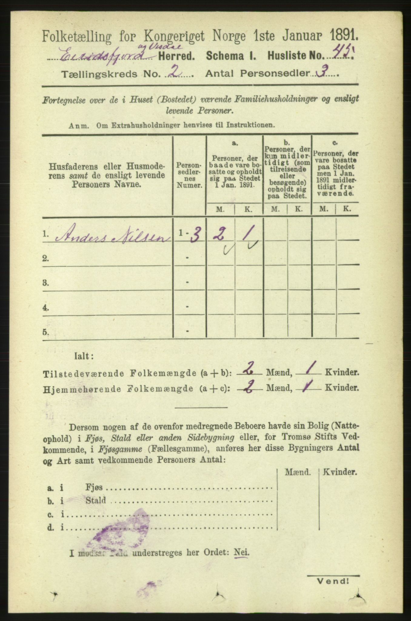 RA, 1891 census for 1542 Eresfjord og Vistdal, 1891, p. 353