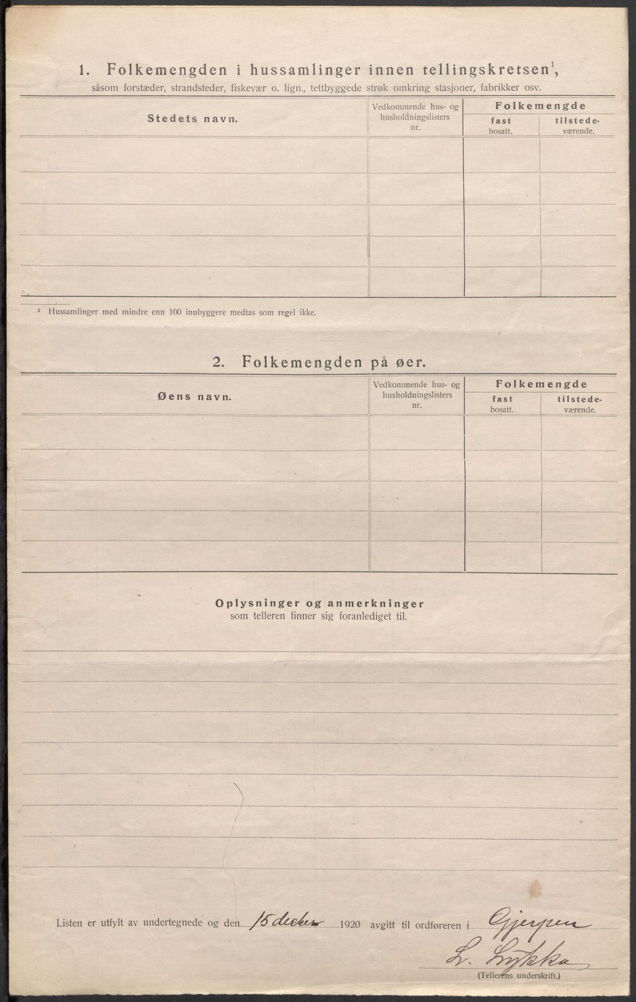 SAKO, 1920 census for Gjerpen, 1920, p. 36