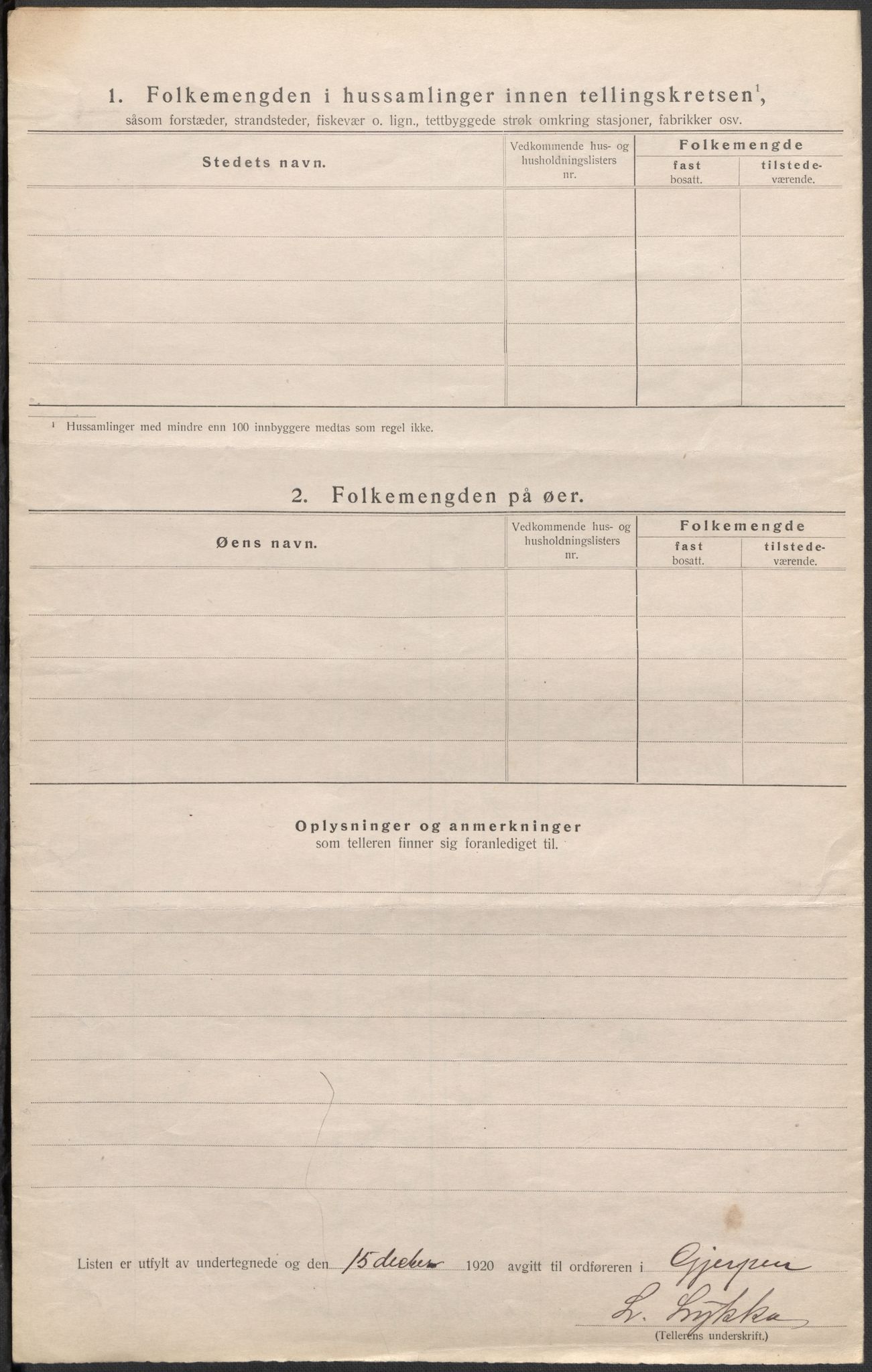 SAKO, 1920 census for Gjerpen, 1920, p. 36