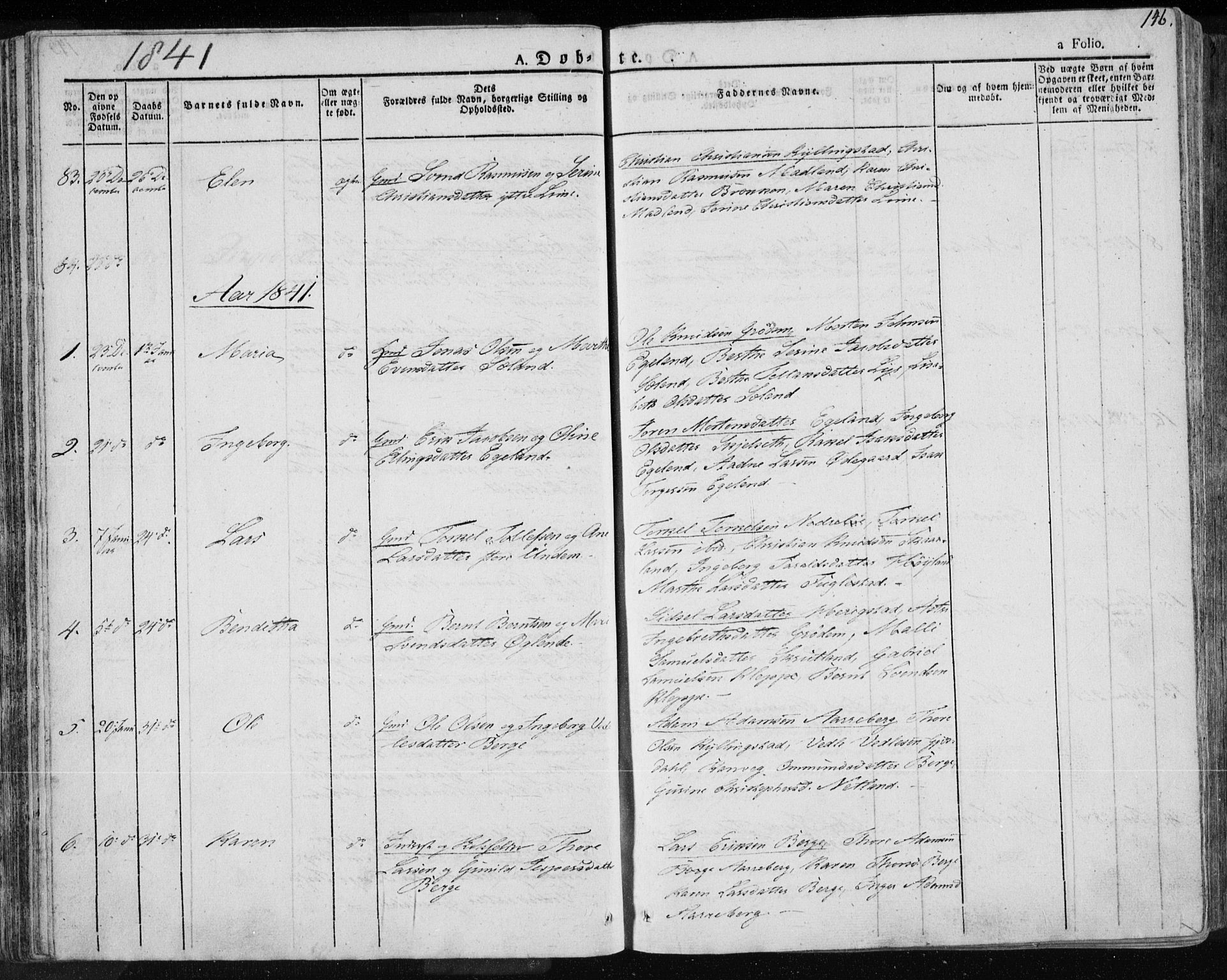 Lye sokneprestkontor, AV/SAST-A-101794/001/30BA/L0004: Parish register (official) no. A 4, 1826-1841, p. 146