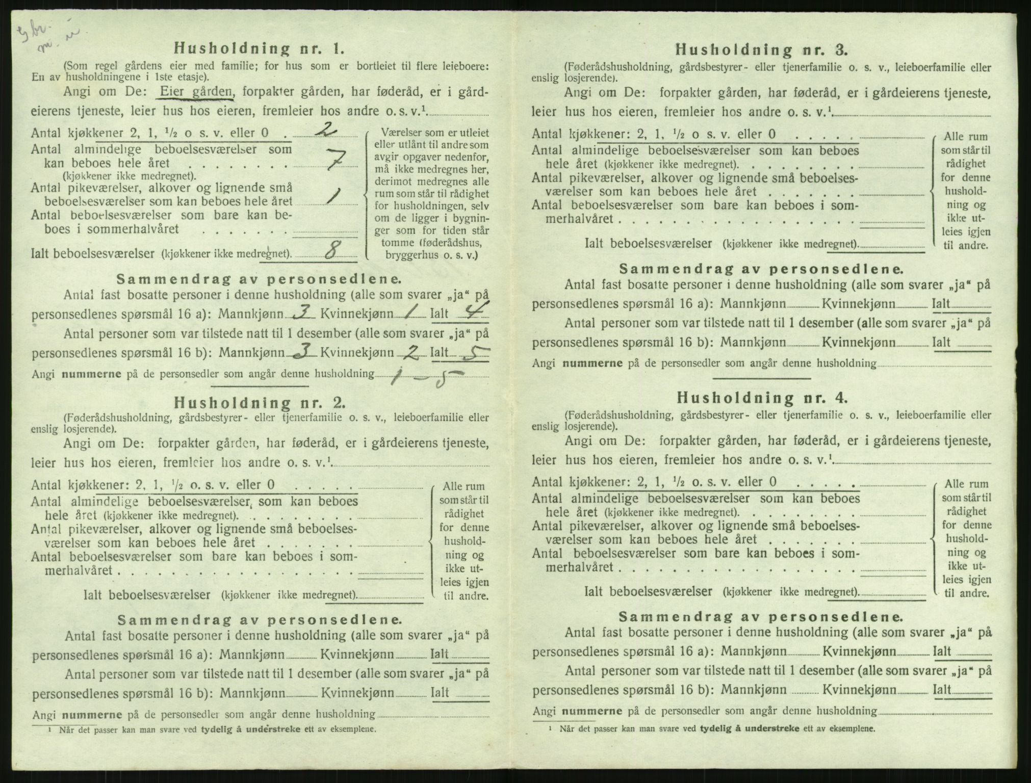 SAK, 1920 census for Birkenes, 1920, p. 446