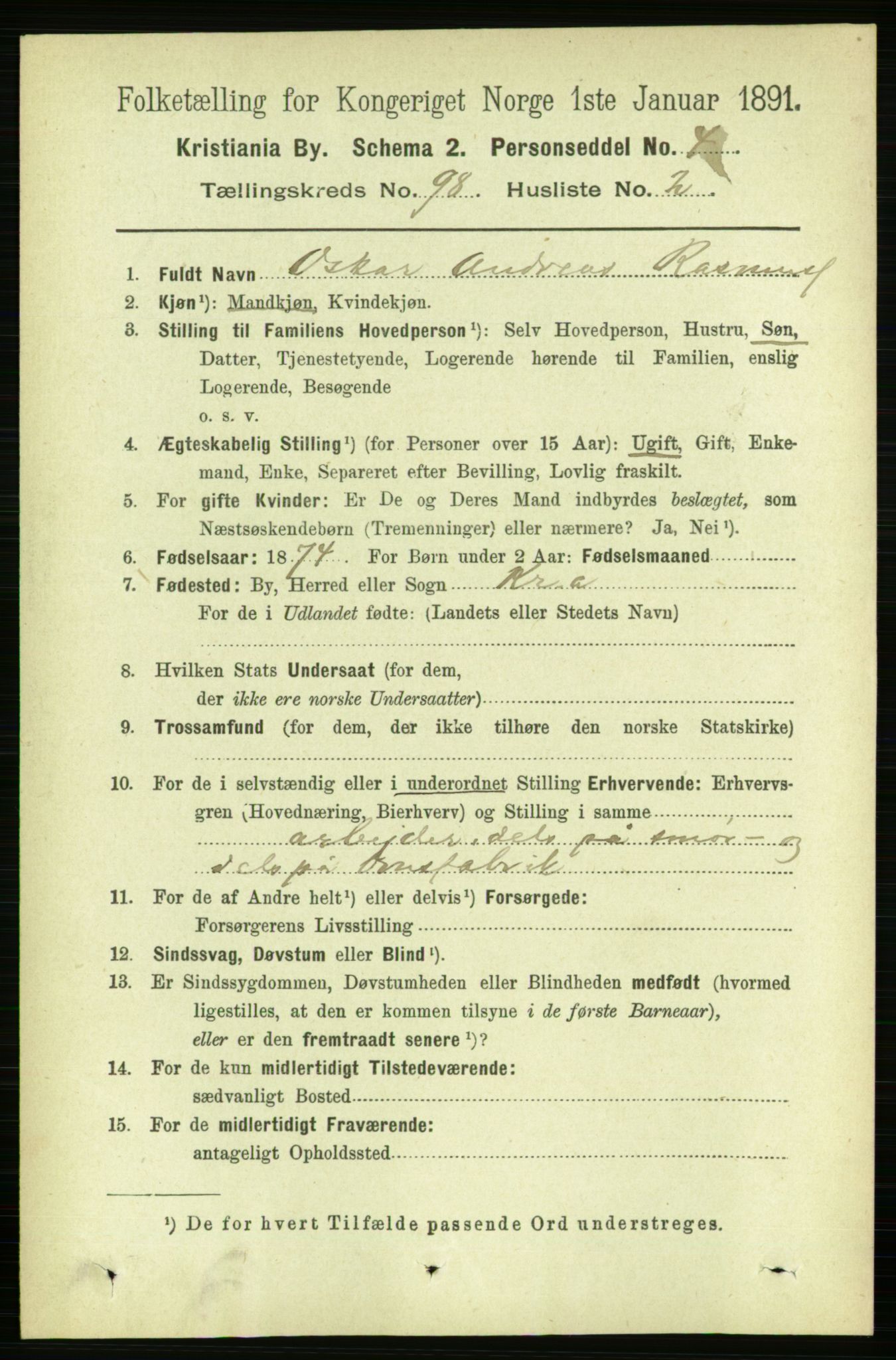 RA, 1891 census for 0301 Kristiania, 1891, p. 47737