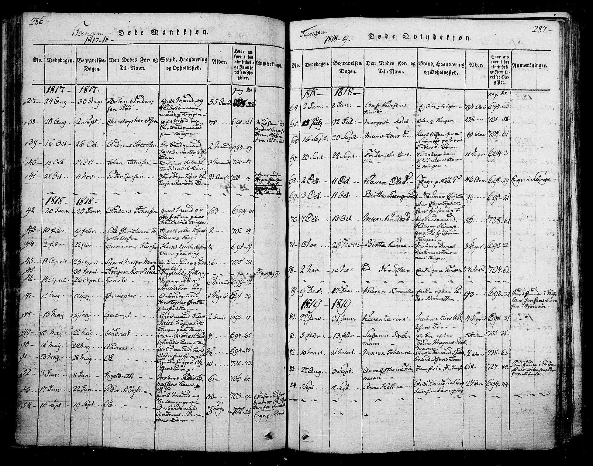 Skoger kirkebøker, SAKO/A-59/F/Fa/L0002: Parish register (official) no. I 2 /2, 1814-1842, p. 286-287