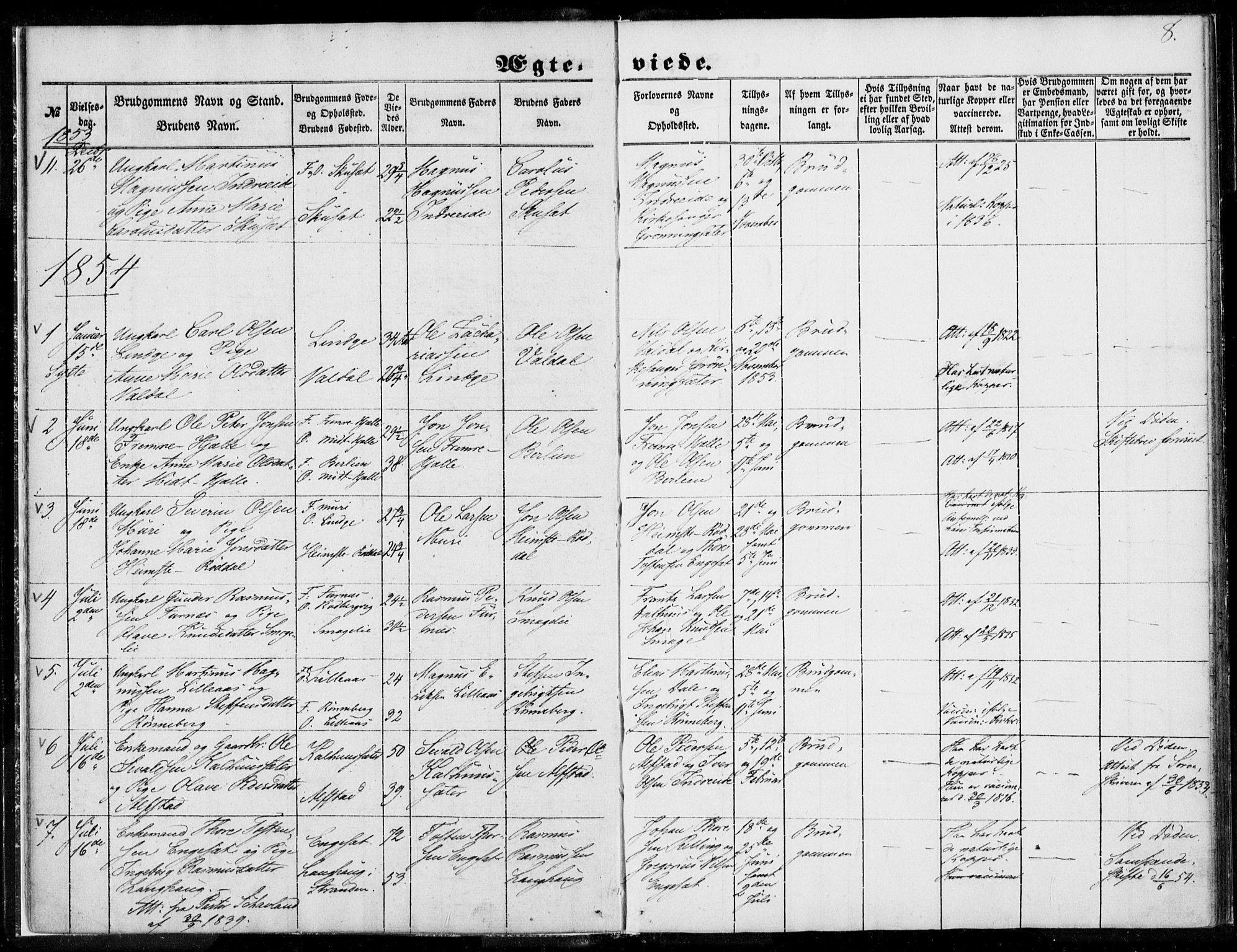 Ministerialprotokoller, klokkerbøker og fødselsregistre - Møre og Romsdal, SAT/A-1454/519/L0250: Parish register (official) no. 519A09, 1850-1868, p. 8