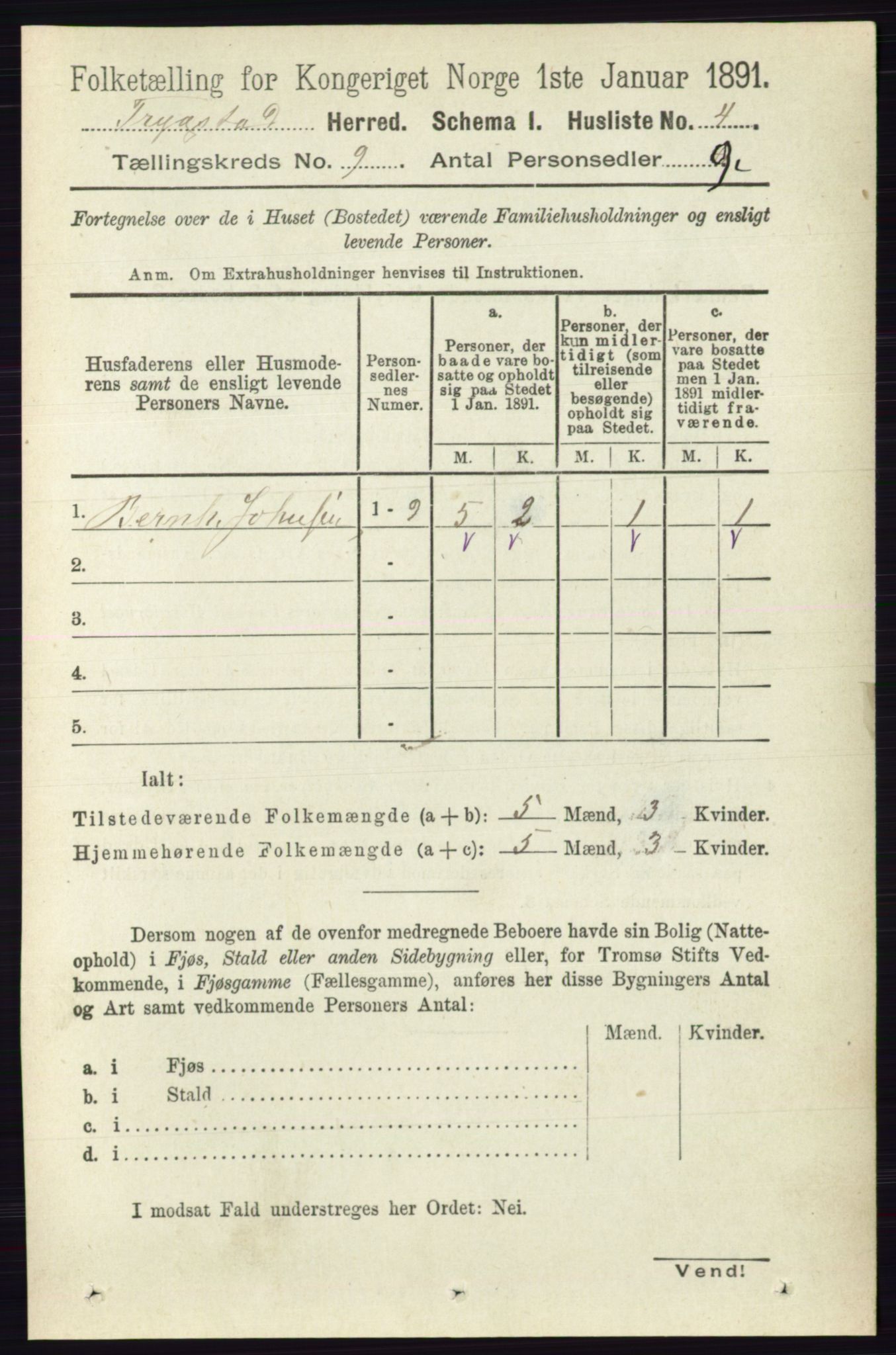 RA, 1891 Census for 0122 Trøgstad, 1891, p. 3834