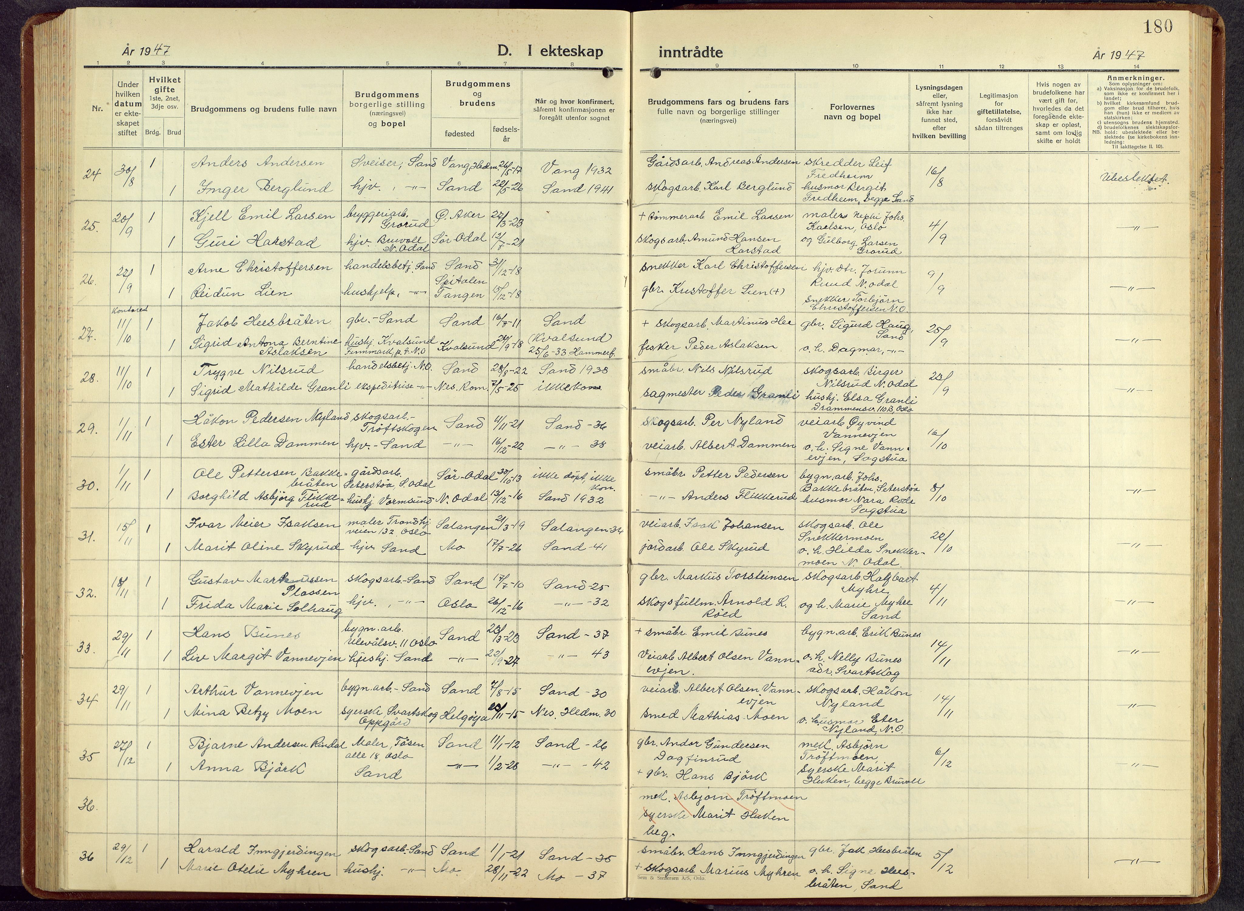 Nord-Odal prestekontor, AV/SAH-PREST-032/H/Ha/Hab/L0007: Parish register (copy) no. 7, 1939-1957, p. 180