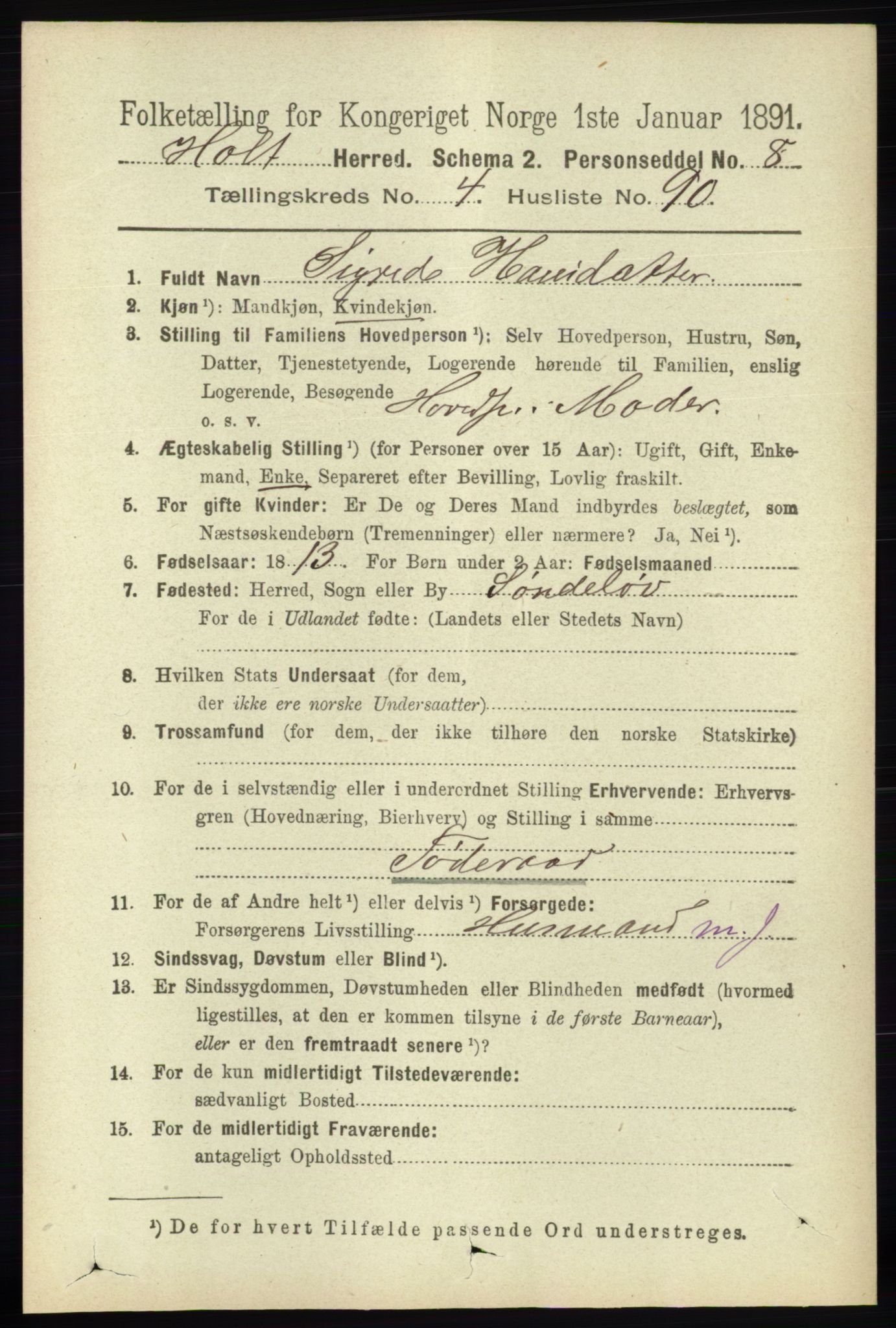 RA, 1891 census for 0914 Holt, 1891, p. 2201