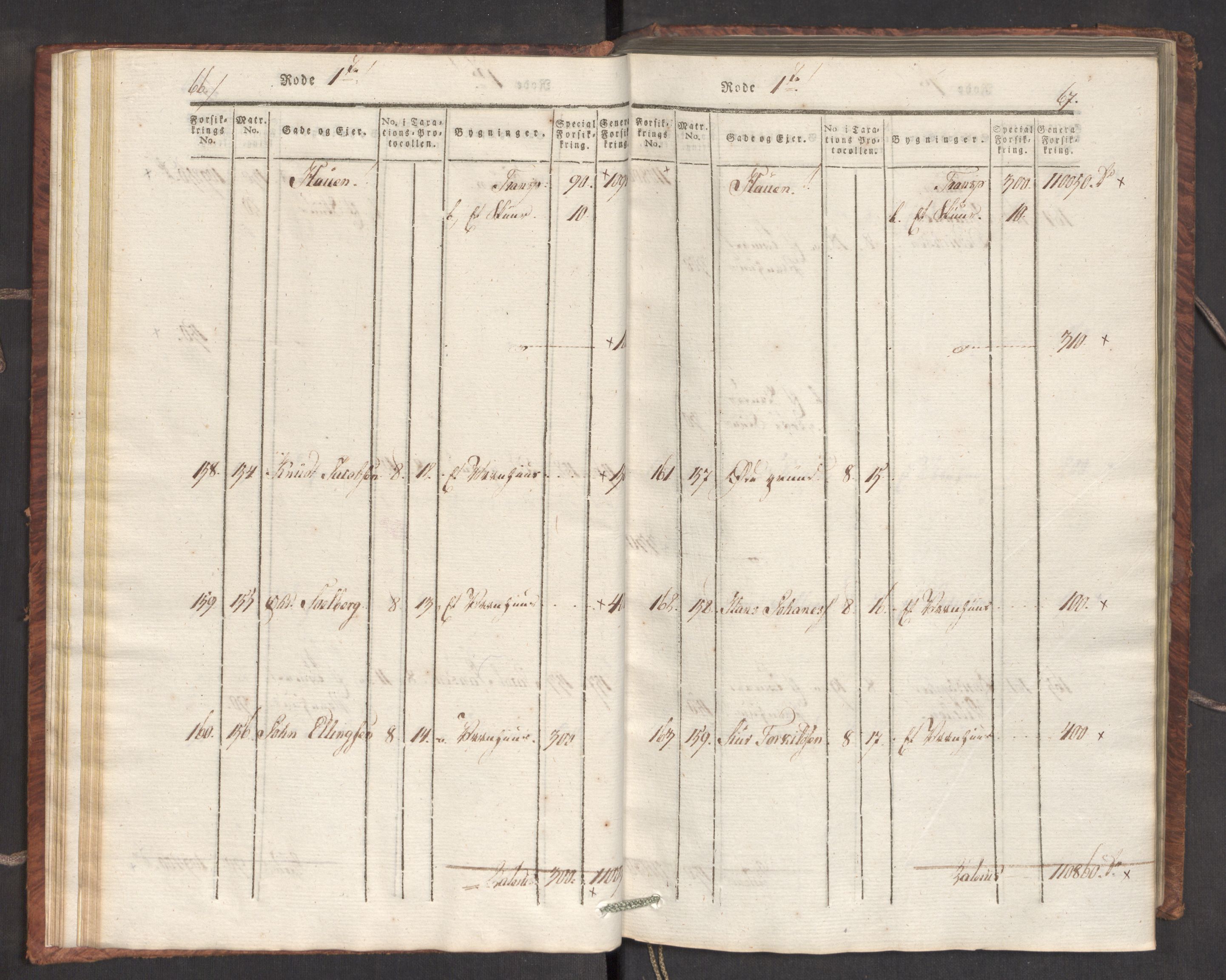 Kommersekollegiet, Brannforsikringskontoret 1767-1814, AV/RA-EA-5458/F/Fa/L0007/0001: Bergen / Branntakstprotokoll, 1807-1817, p. 66-67