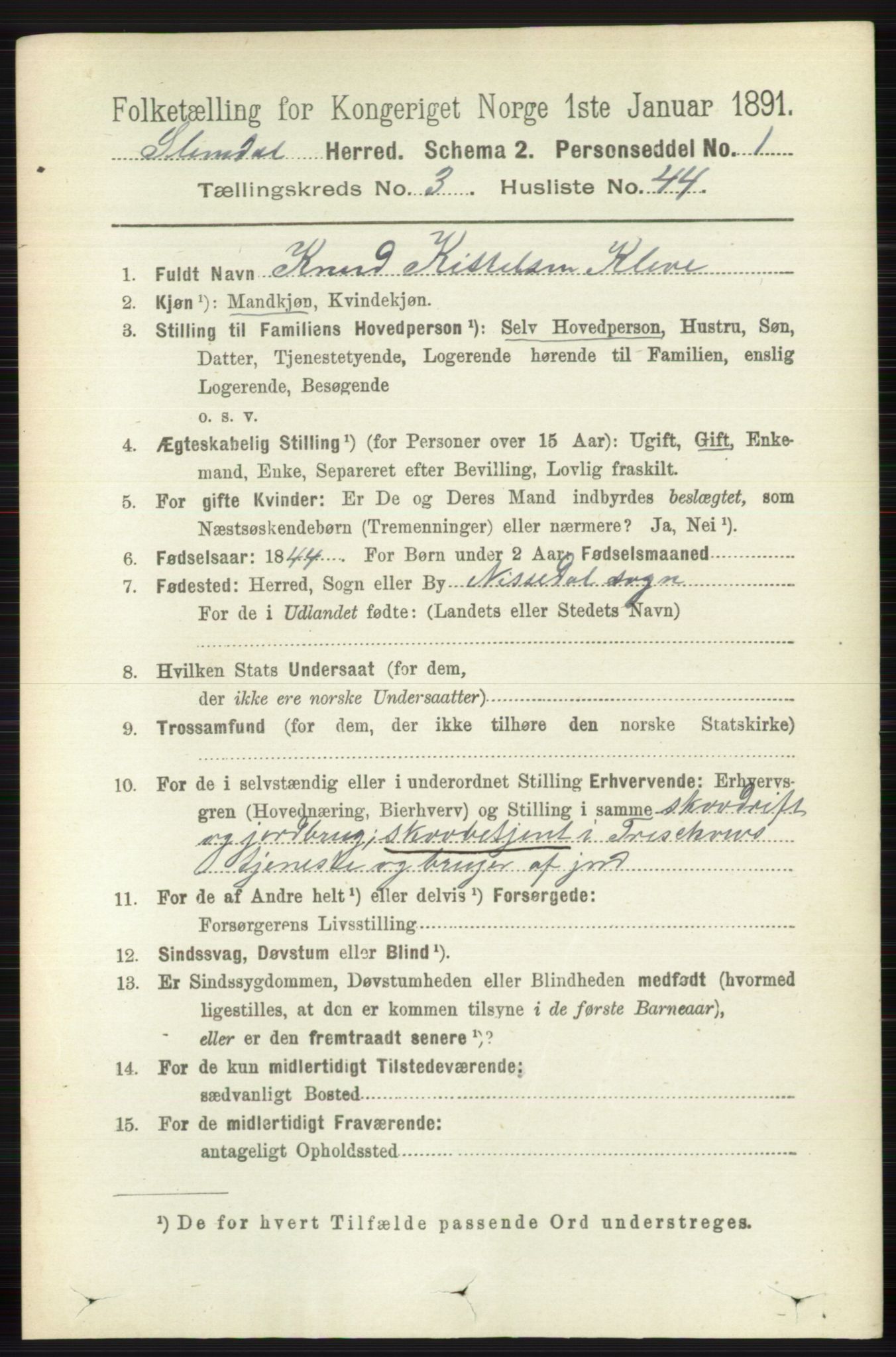 RA, 1891 census for 0811 Slemdal, 1891, p. 1024