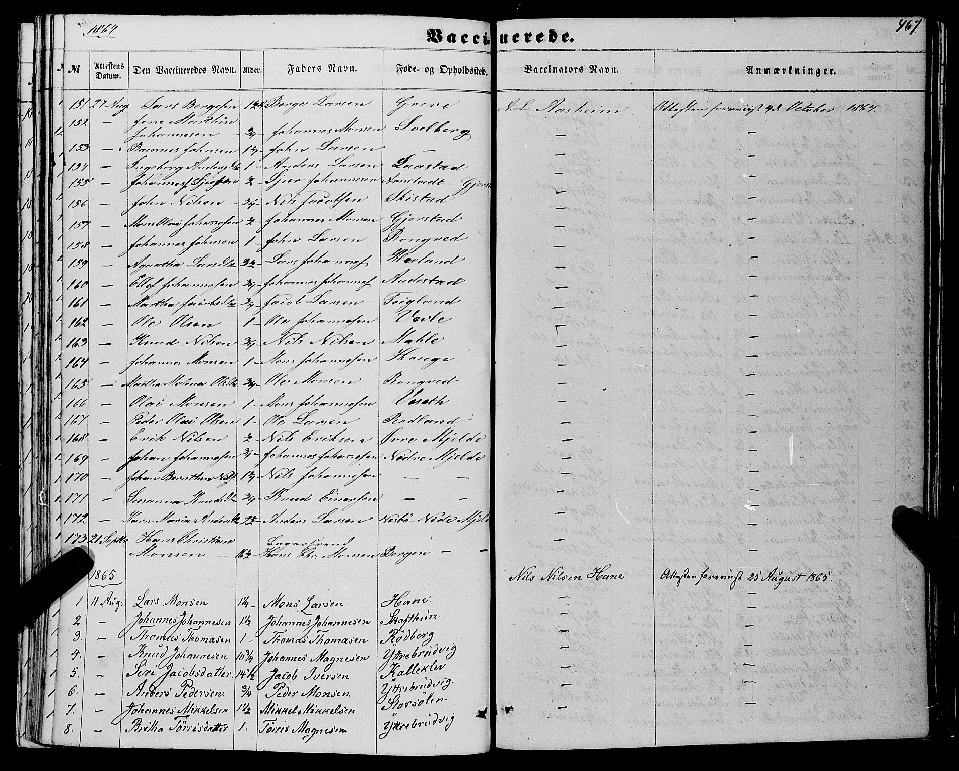 Haus sokneprestembete, AV/SAB-A-75601/H/Haa: Parish register (official) no. A 17, 1858-1870, p. 467