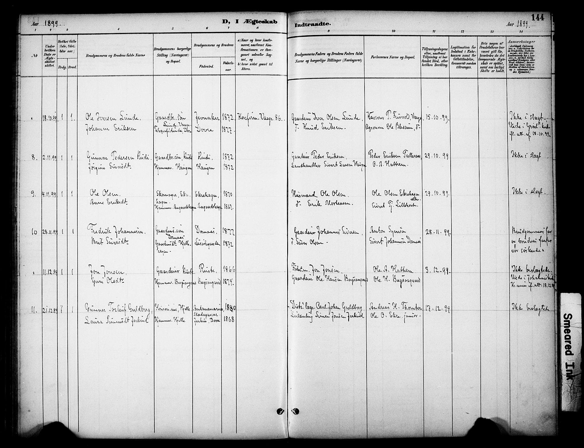 Dovre prestekontor, SAH/PREST-066/H/Ha/Haa/L0003: Parish register (official) no. 3, 1891-1901, p. 144