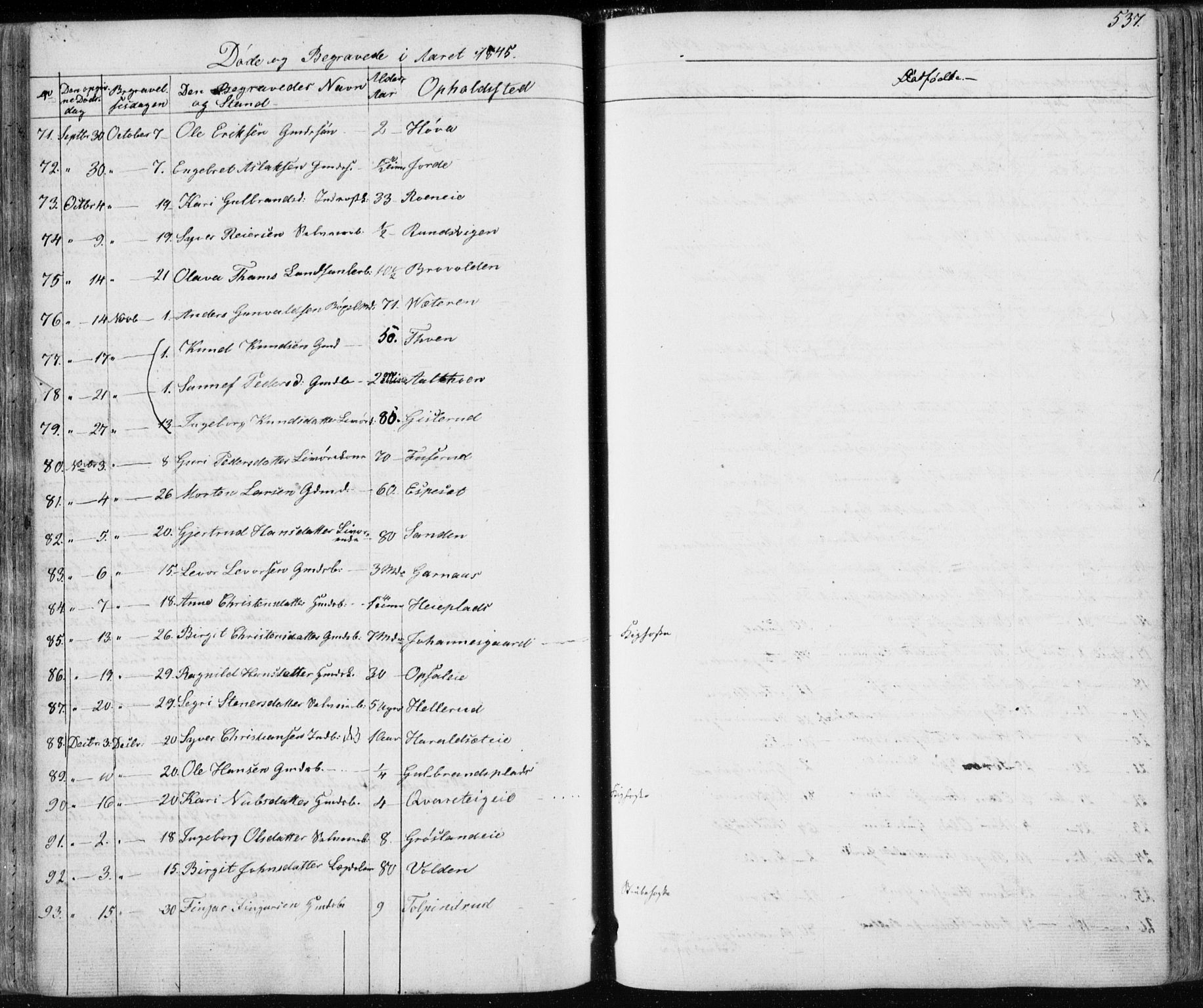 Nes kirkebøker, SAKO/A-236/F/Fa/L0009: Parish register (official) no. 9, 1834-1863, p. 537