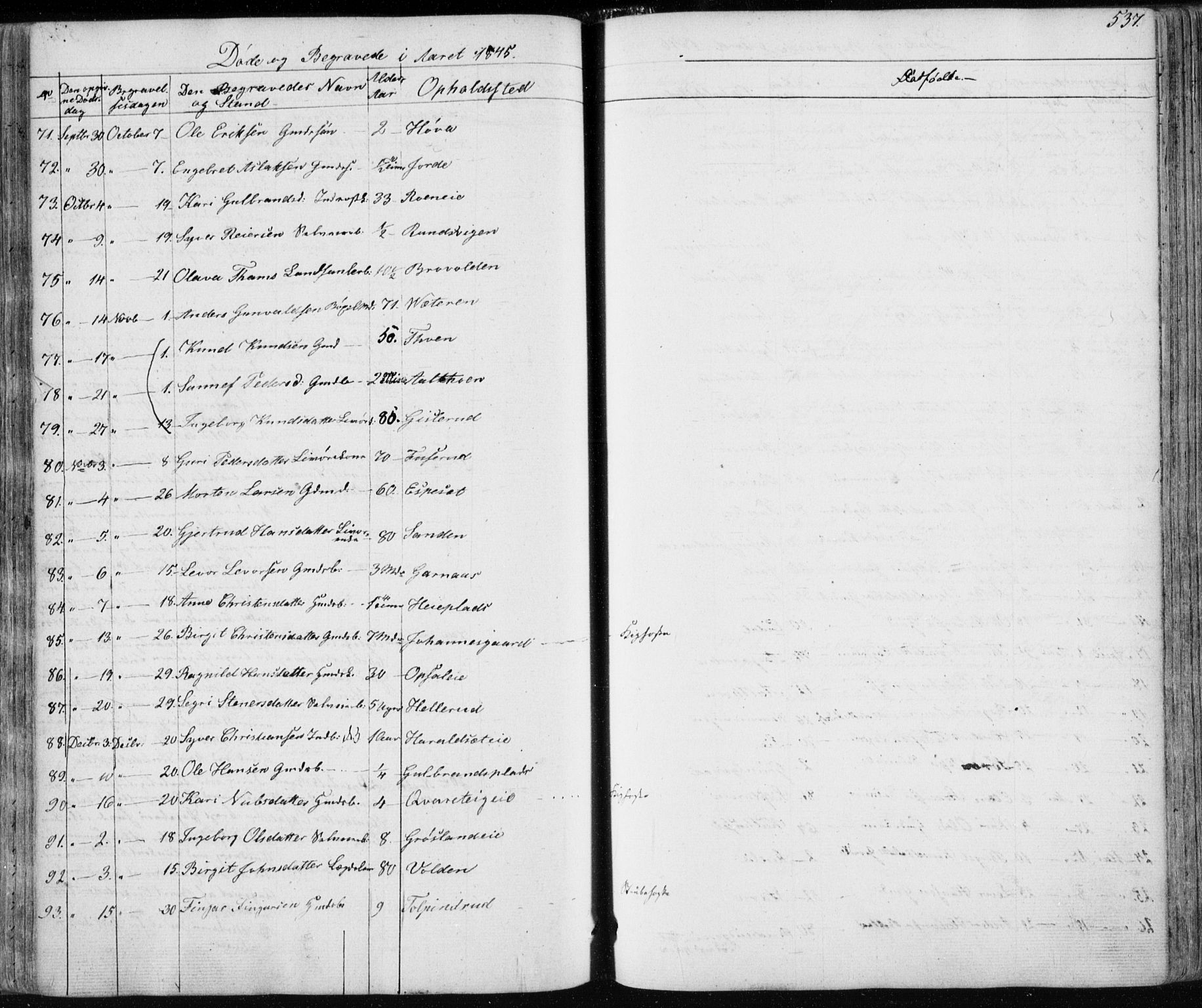 Nes kirkebøker, AV/SAKO-A-236/F/Fa/L0009: Parish register (official) no. 9, 1834-1863, p. 537